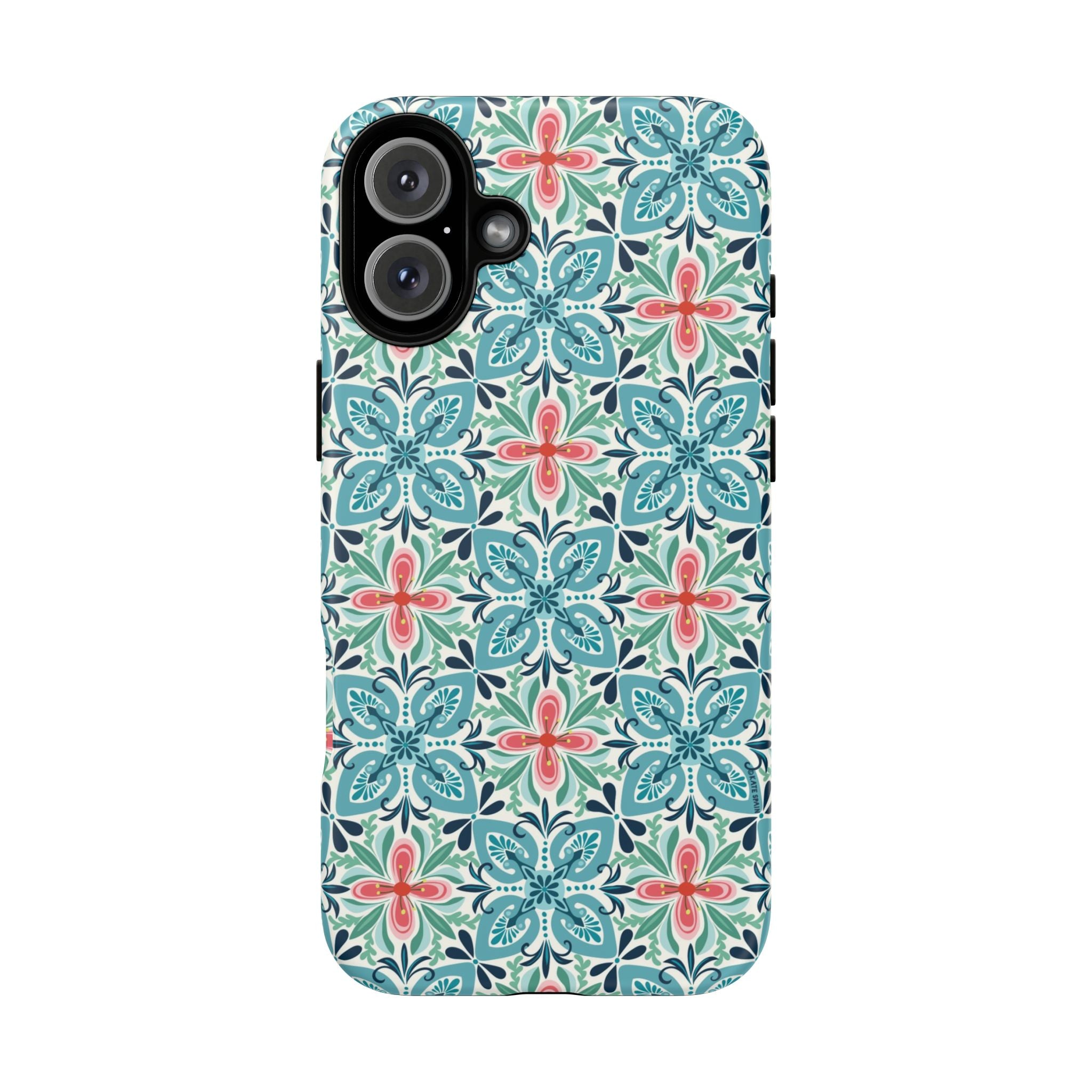 Stonecrop Tough iPhone 16 Plus Case – Matte | sage, cream, blush botanical succulent print