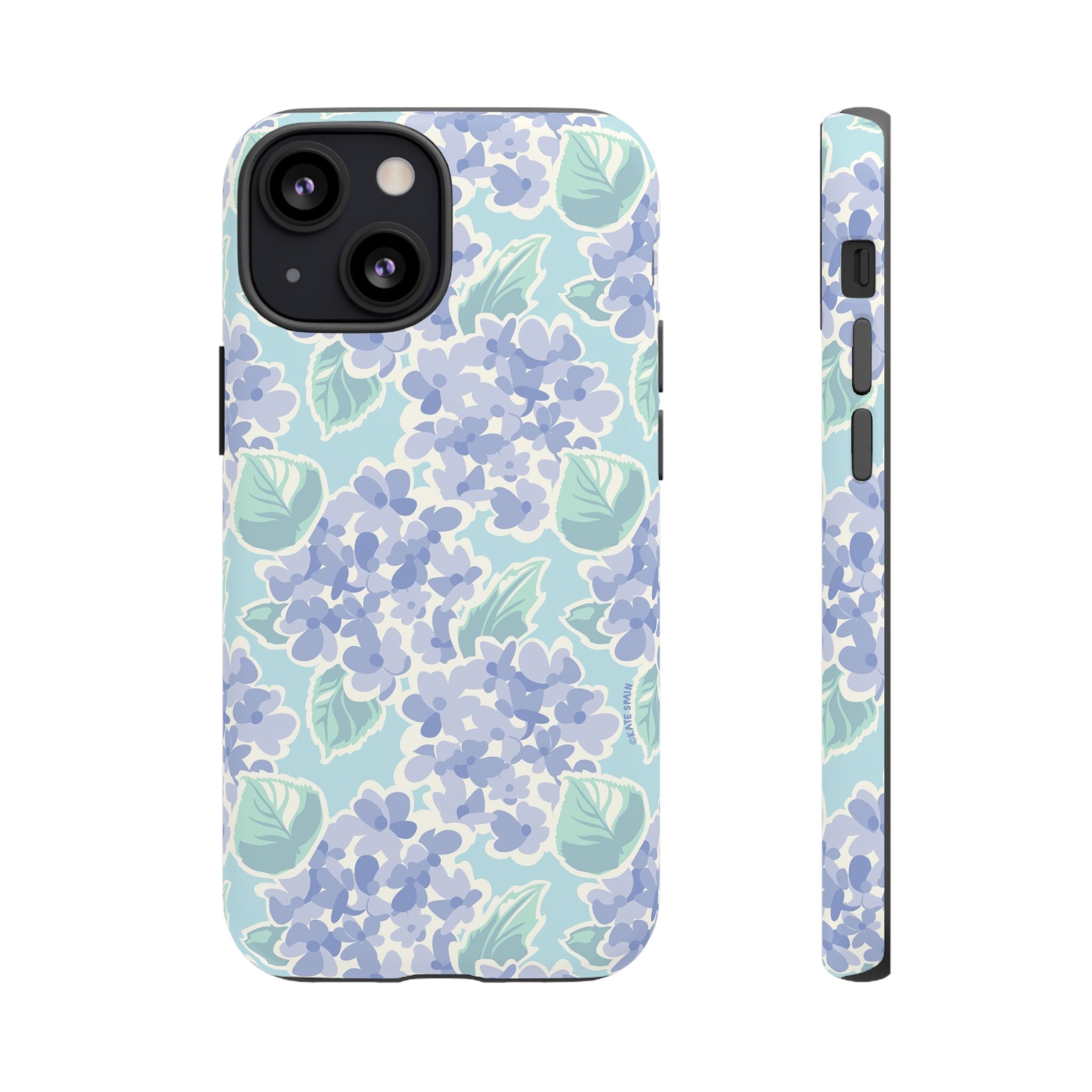 Nantucket Hydrangea Tough iPhone 13 Mini Case – Matte | white, lavender, mint watercolor hydrangea print