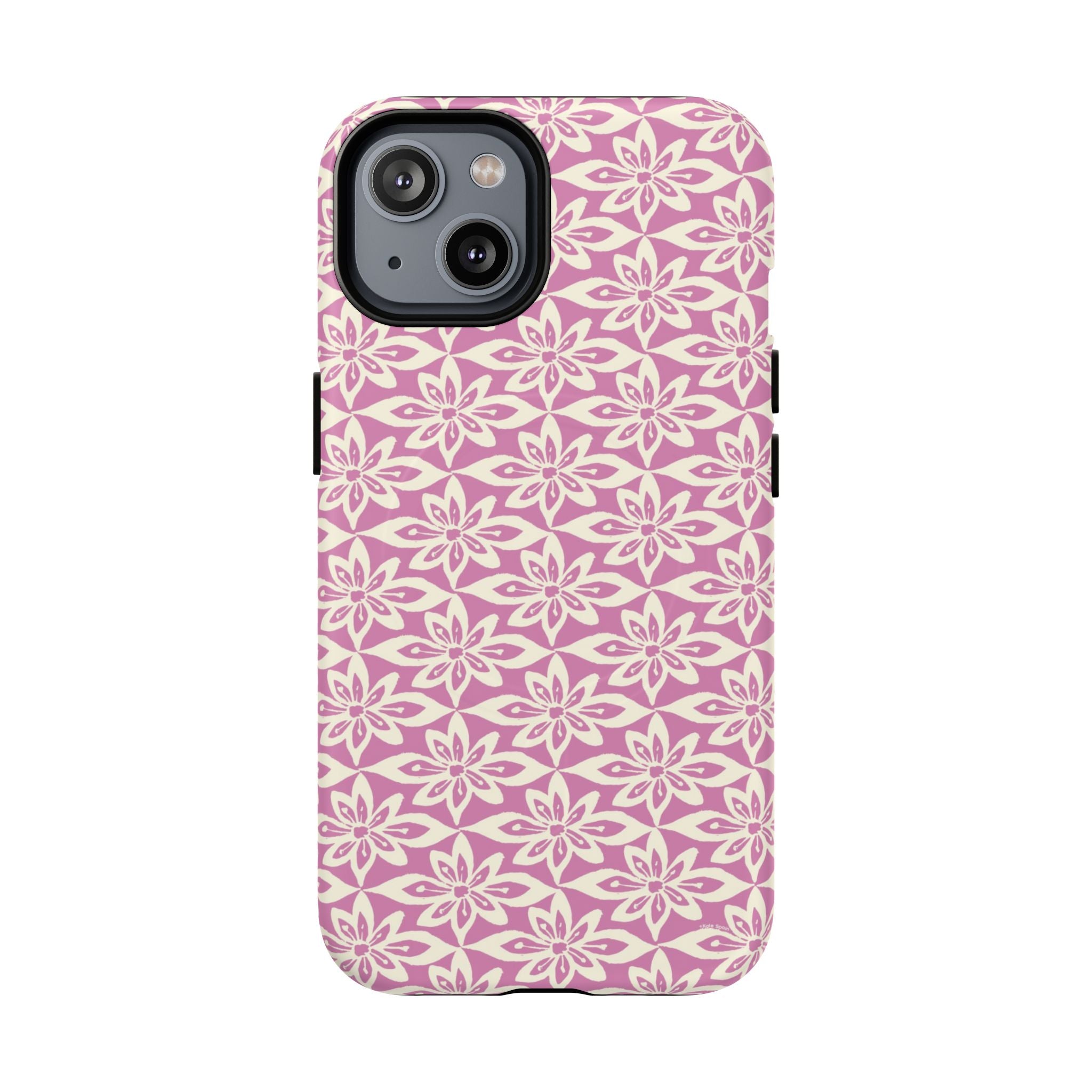 Lily Rose MagSafe iPhone 14 Case – Matte | graphic white lily print on soft rose — botanical MagSafe case by Kate Spain