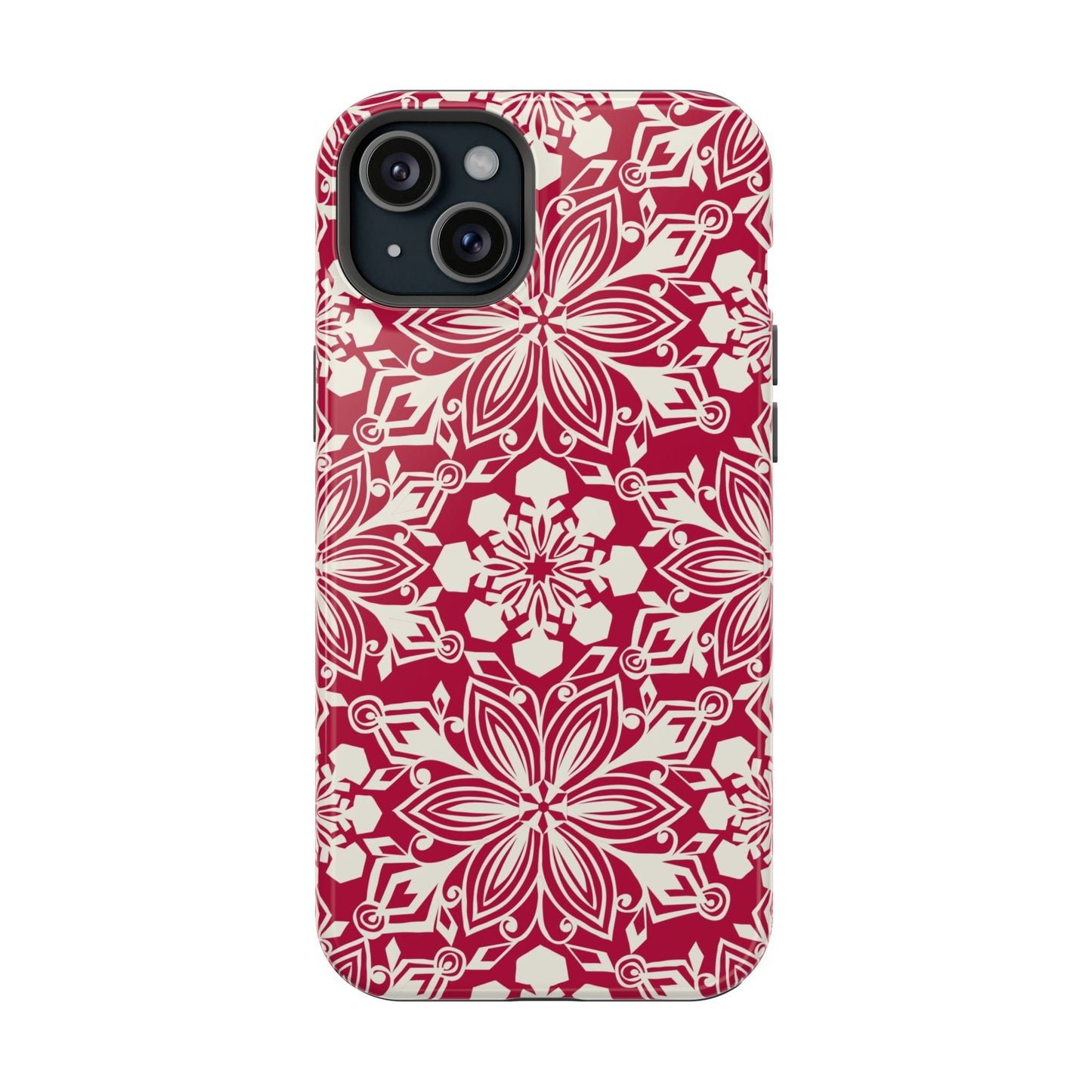 Snowfall Paper Cut Snowflake MagSafe Tough Case iPhone 15 Plus Glossy
