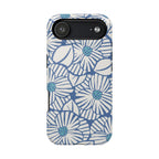 Calendula MagSafe iPhone 17 Air Case – Glossy | slate blue, cream, teal kimono botanical print