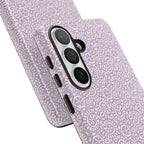 Canto Swirls Lavender Samsung Galaxy S26 Plus Case — angled view showing slim profile; lavender folk-art medallion pattern