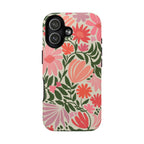 Botanica MagSafe iPhone 17 Case – Glossy | coral, pink, sage green botanical wildflower print