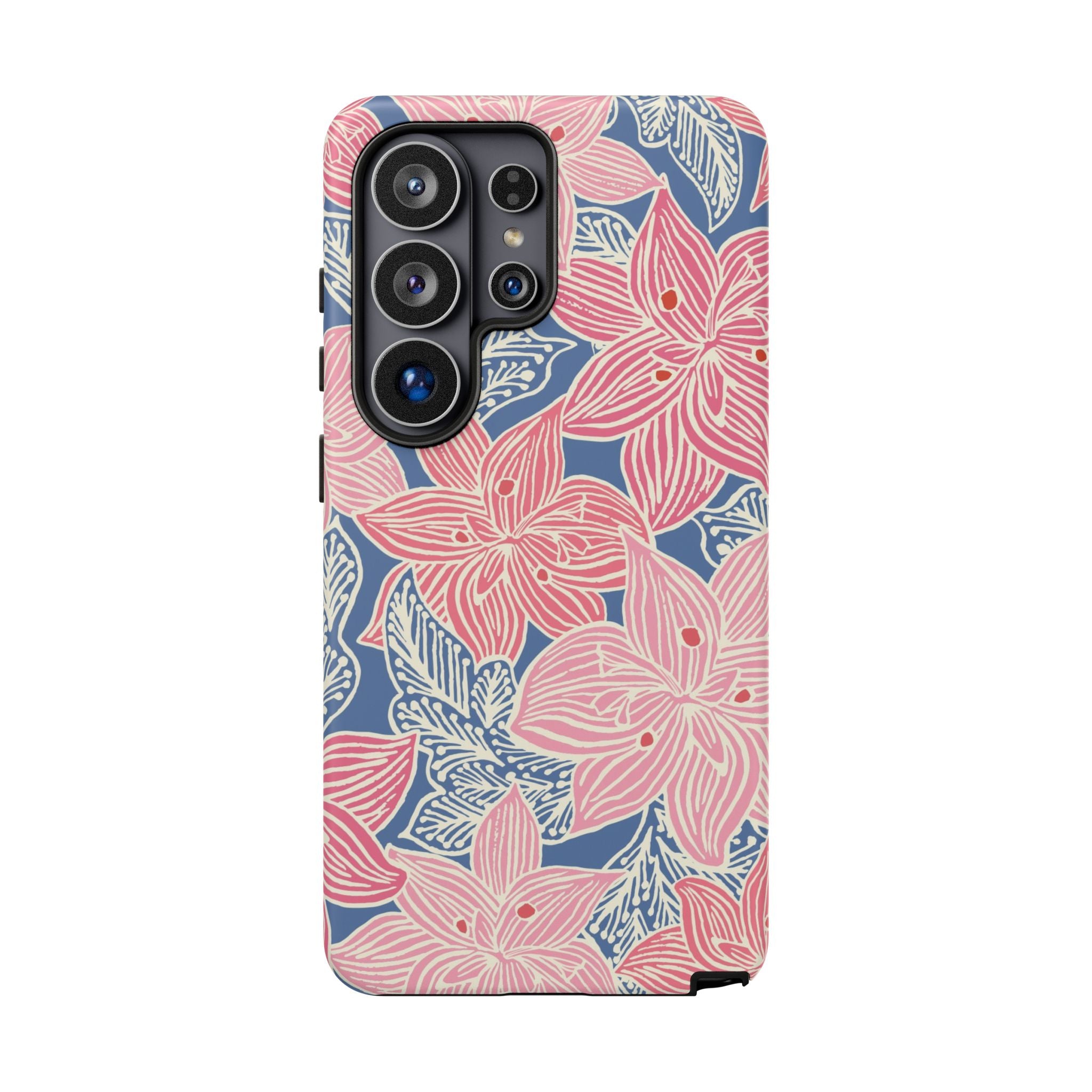 Hibiscus Lagoon Samsung Galaxy S26 Ultra Case – Matte | coral, blush, cream, dusty blue hibiscus botanical print