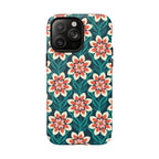 Modern Dahlia MagSafe iPhone 14 Pro Max Case – Matte | teal, coral, cream botanical dahlia floral print
