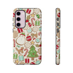 Gingerbread Cookies Samsung Galaxy S23 Plus Case – Matte | cream, red, green gingerbread holiday cookie print
