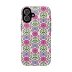 Butterfly MagSafe iPhone 16 Plus Case – Glossy | cream, magenta, periwinkle butterfly floral print