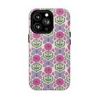 Butterfly MagSafe iPhone 13 Pro Case – Glossy | cream, magenta, periwinkle butterfly floral print