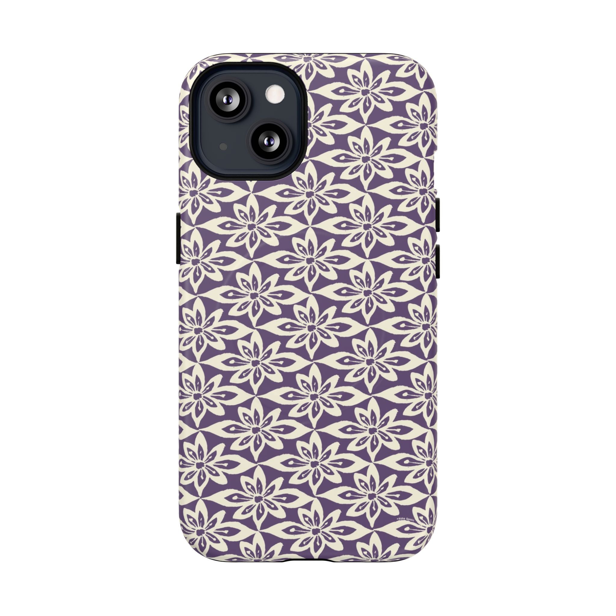 Lily Plum MagSafe iPhone 13 Case – Matte | graphic white lily print on rich violet — botanical MagSafe case by Kate Spain