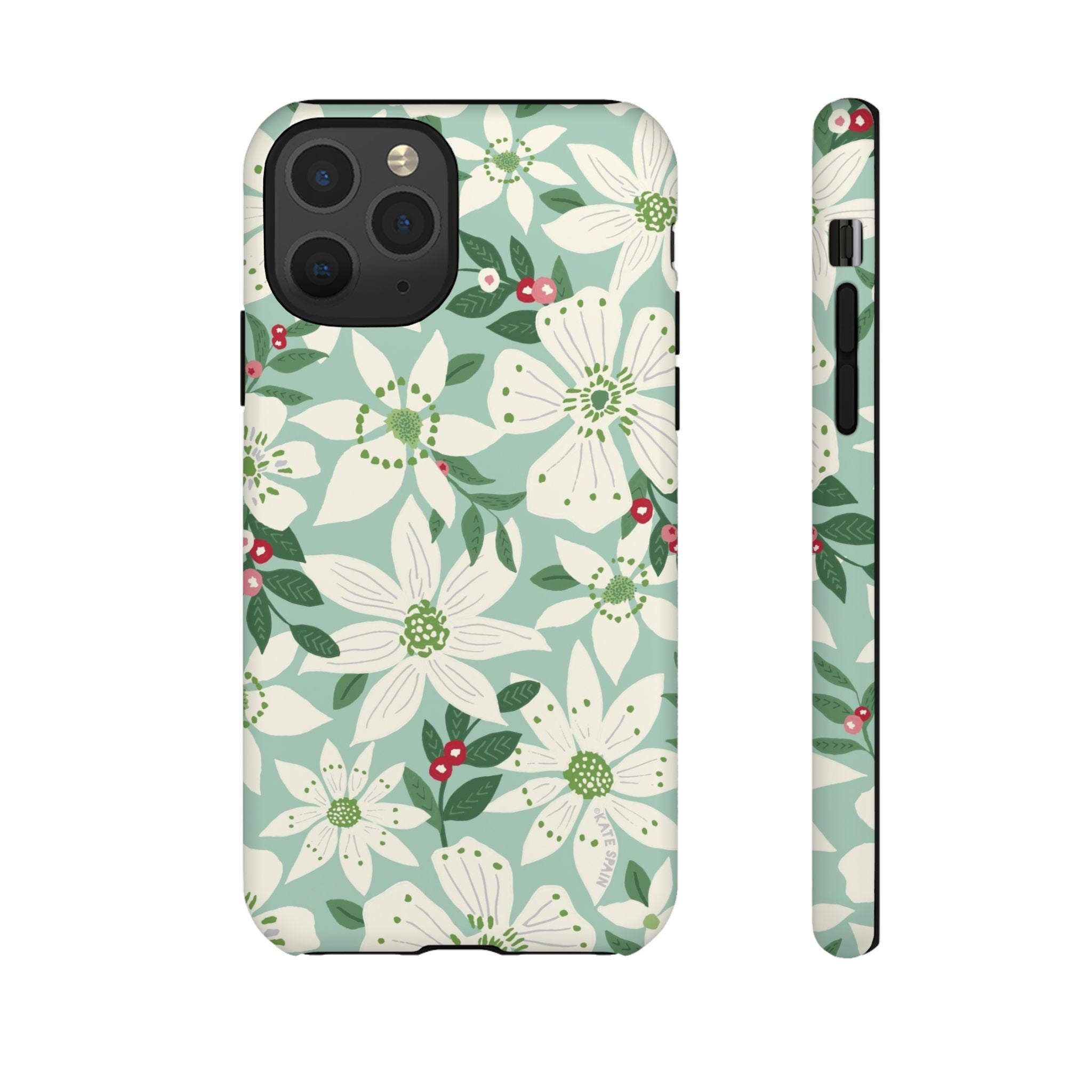Gardenia Tough iPhone 11 Pro Case – Matte | light blue, white, green, red gardenia botanical print