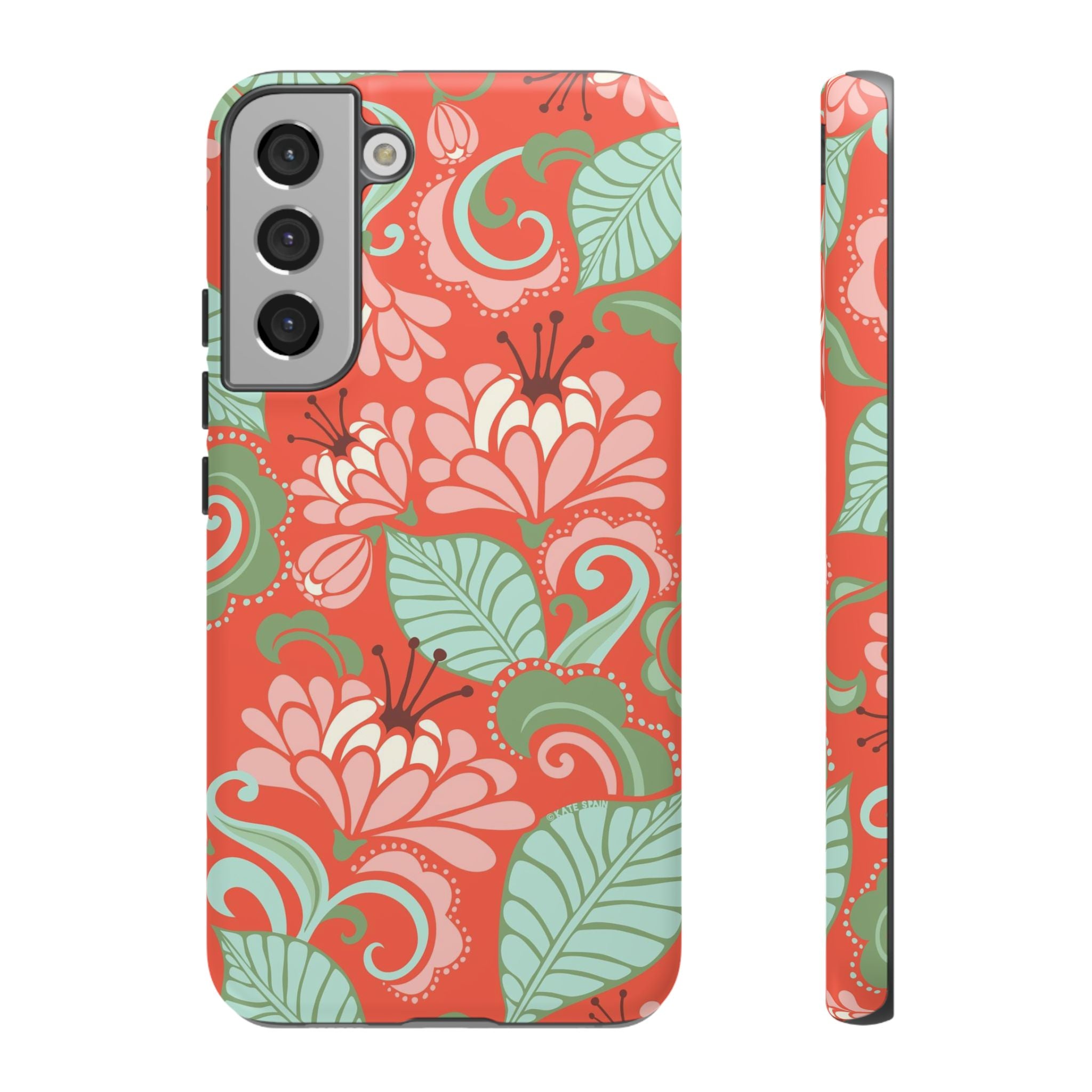 Designer Sarabande Samsung Galaxy S22 Plus Case – Matte | coral, blush, mint tropical floral print
