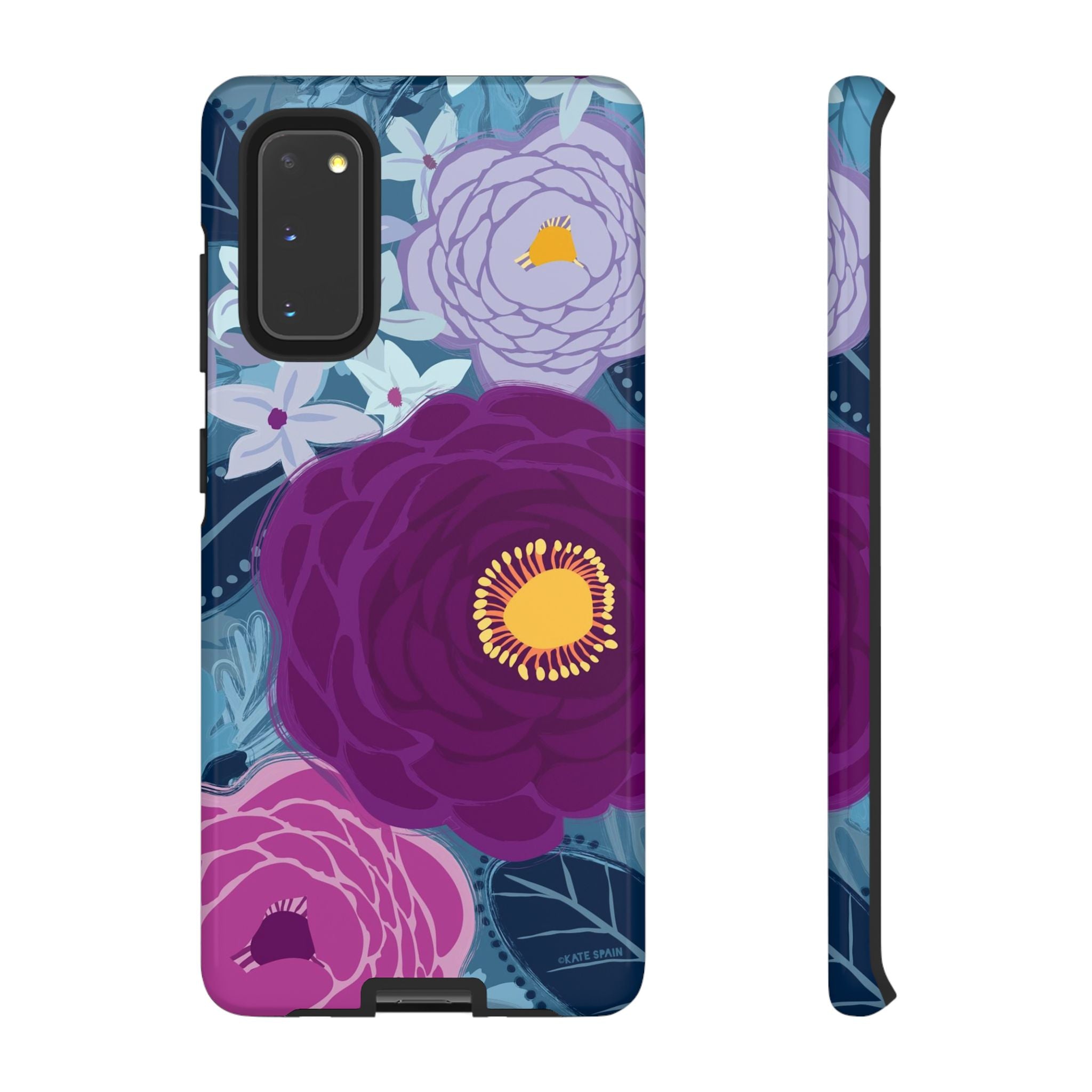 Bloomerie Samsung Tough Case Samsung Galaxy S20 Case – Glossy | navy, purple, magenta botanical peony floral print