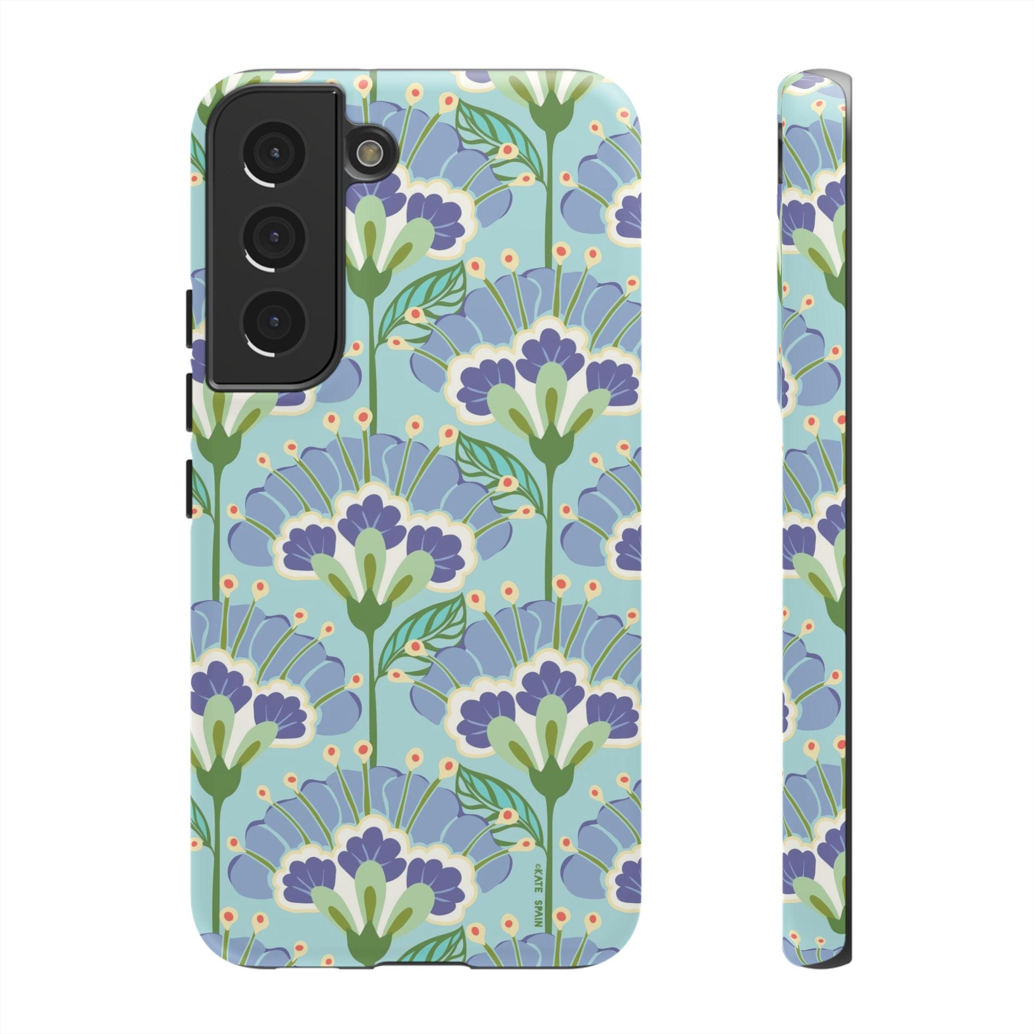 Lantern Flower Samsung Galaxy S22 Case – Matte | light blue, lavender, lime green floral print