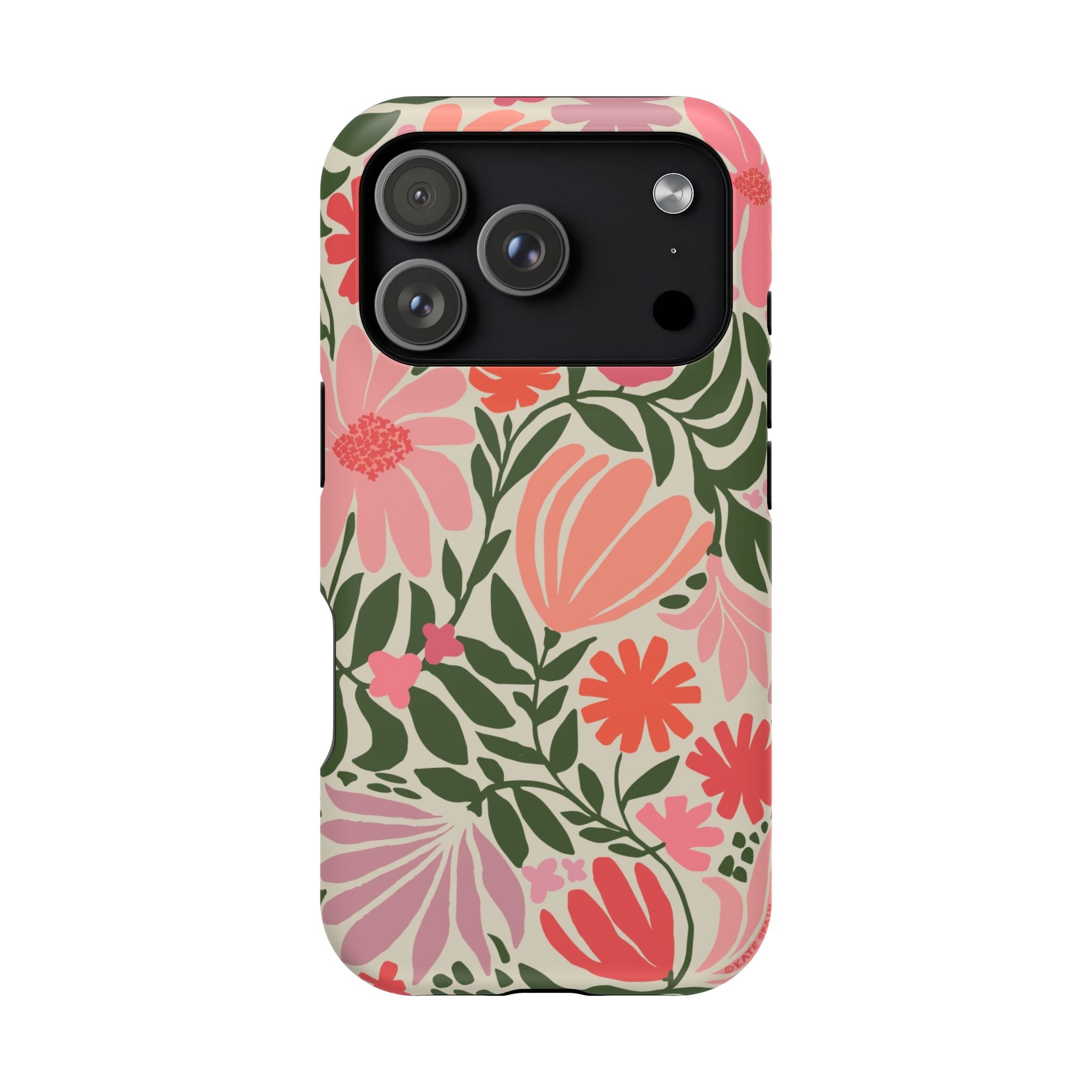 Botanica MagSafe iPhone 17 Pro Case – Matte | coral, pink, sage green botanical wildflower print