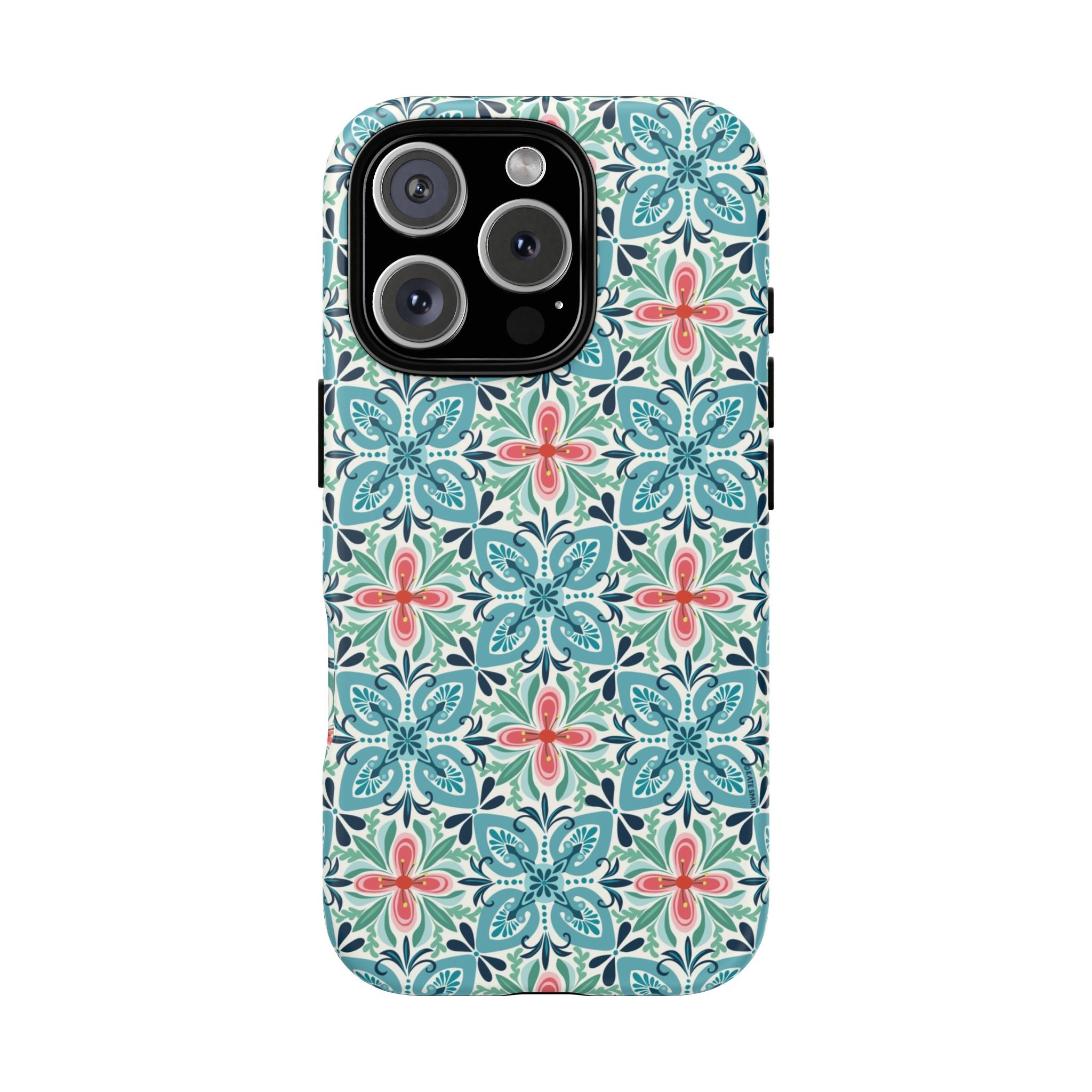 Stonecrop Tough iPhone 16 Pro Case – Matte | sage, cream, blush botanical succulent print