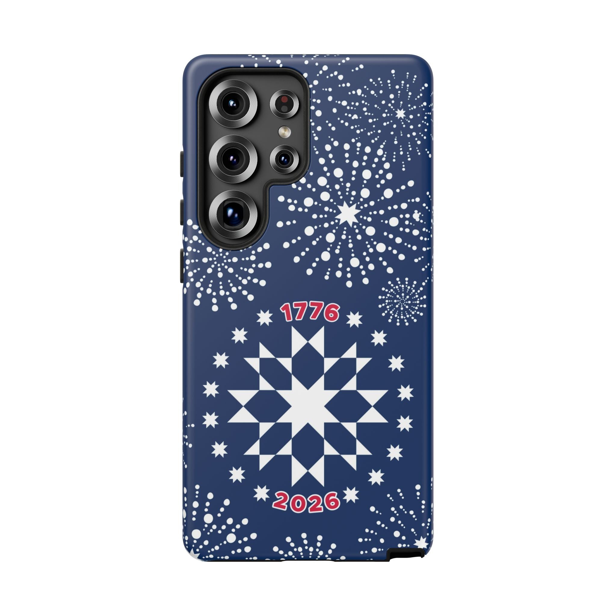 250th Fireworks Samsung Galaxy S25 Ultra Case – Matte | navy, white patriotic star quilt fireworks print