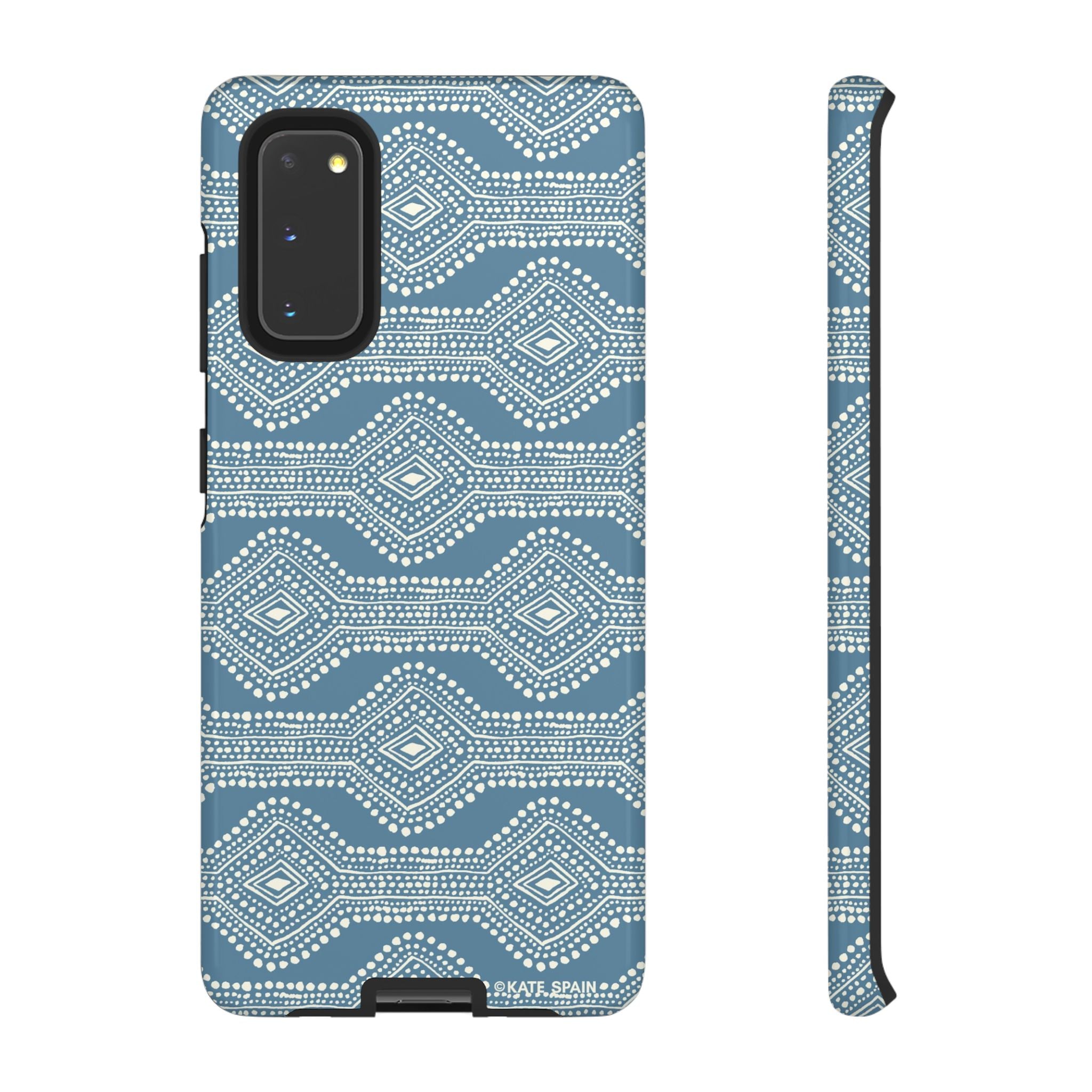 Luxury Diamond Dots Samsung Galaxy S20 Case – Glossy | blue, cream geometric diamond dot lattice print