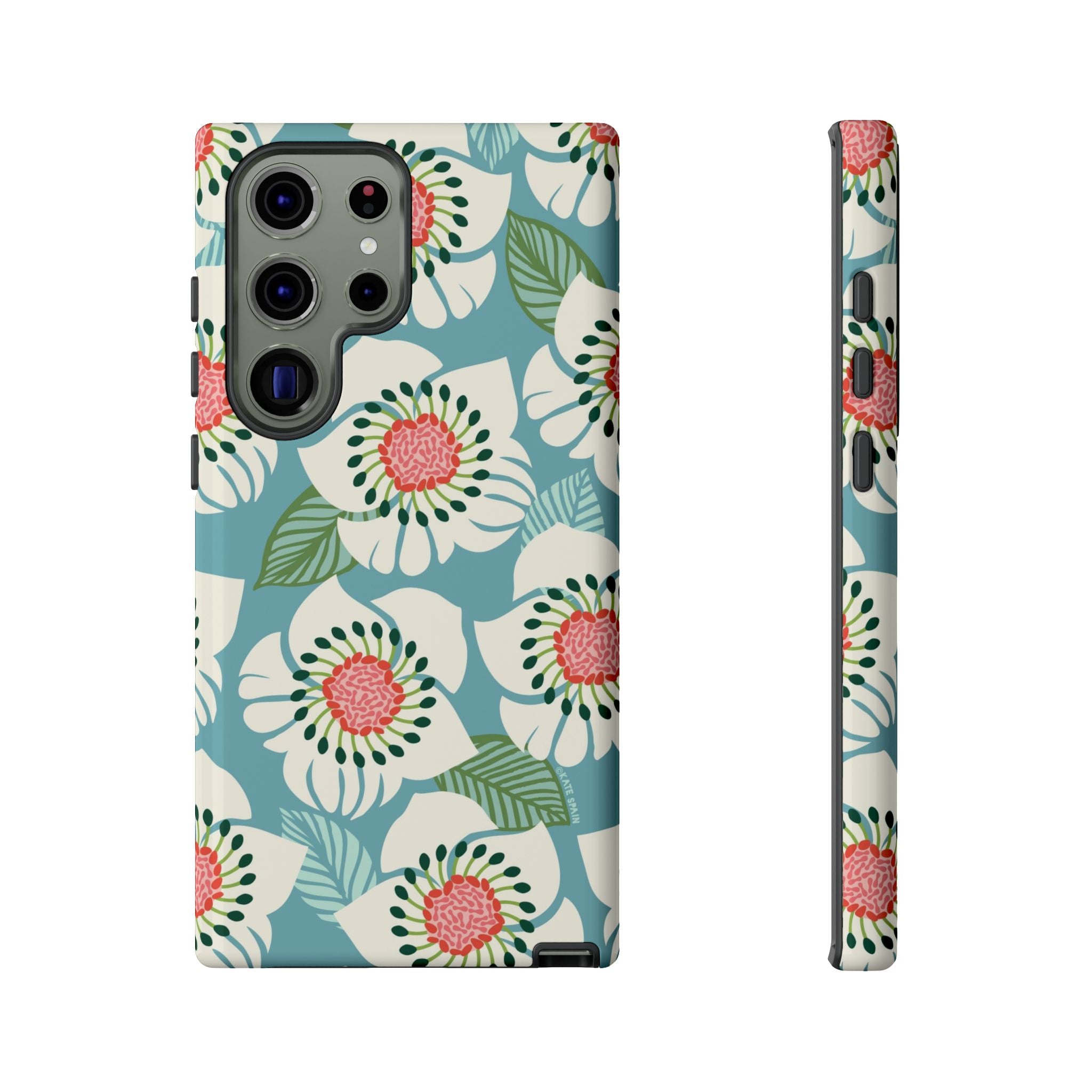 Artistic Panache Samsung Galaxy S23 Ultra Case – Glossy | sky blue, pale cream, pink anemone floral print
