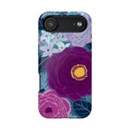 Bloomerie MagSafe iPhone 17 Air Case – Glossy | navy, purple, magenta botanical peony floral print