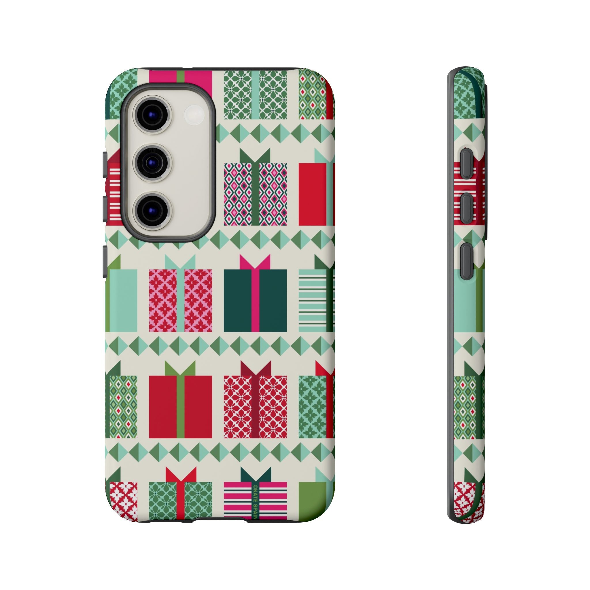 All Wrapped Up Samsung Galaxy S23 Case – Matte | cream, red, pink, green, mint geometric gift wrap holiday print