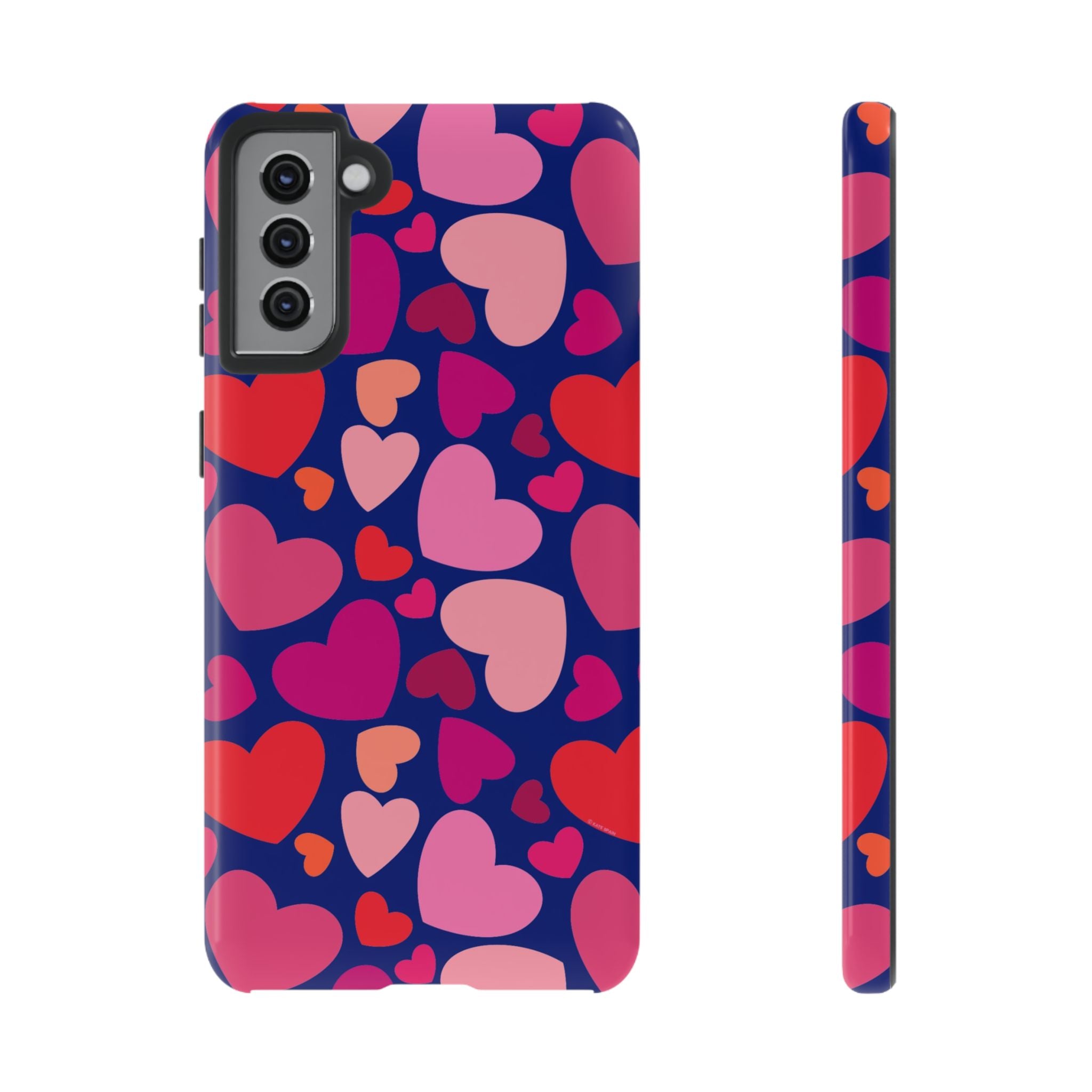 Hearts Samsung Galaxy S21 Plus Case – Glossy | navy, pink, blush, red heart print