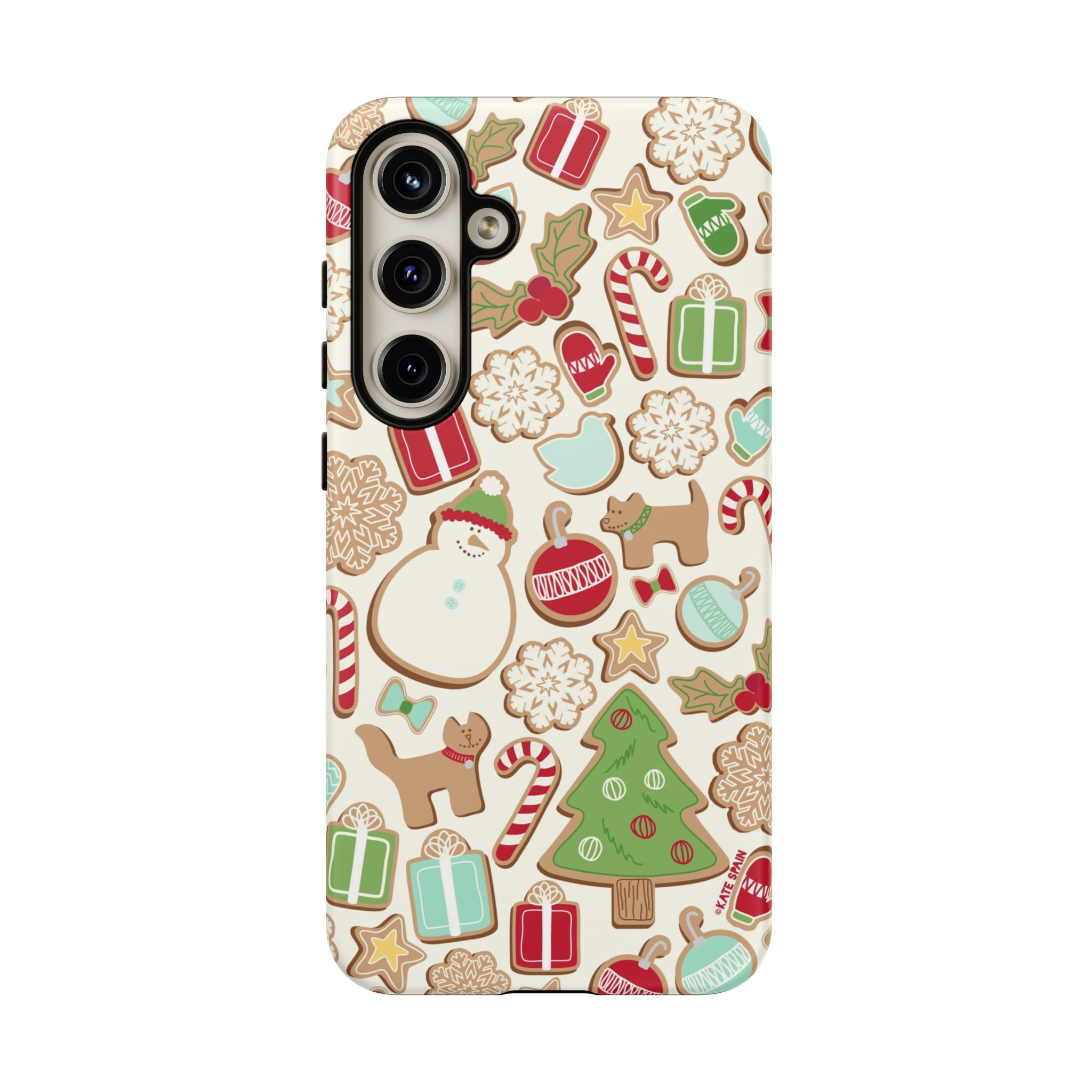 Gingerbread Cookies Samsung Galaxy S25 Ultra Case – Matte | cream, red, green gingerbread holiday cookie print