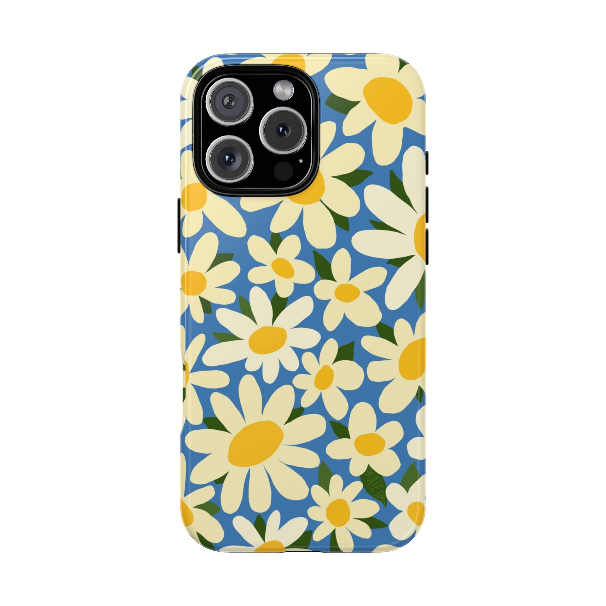 Shasta Daisy Tough iPhone 16 Pro Case – Matte | blue, cream, yellow daisy floral print