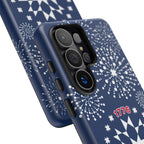250th Fireworks Samsung Galaxy S26 Ultra Case Matte – side view of buttons and camera cut-out in case in navy, white patriotic star quilt fireworks print