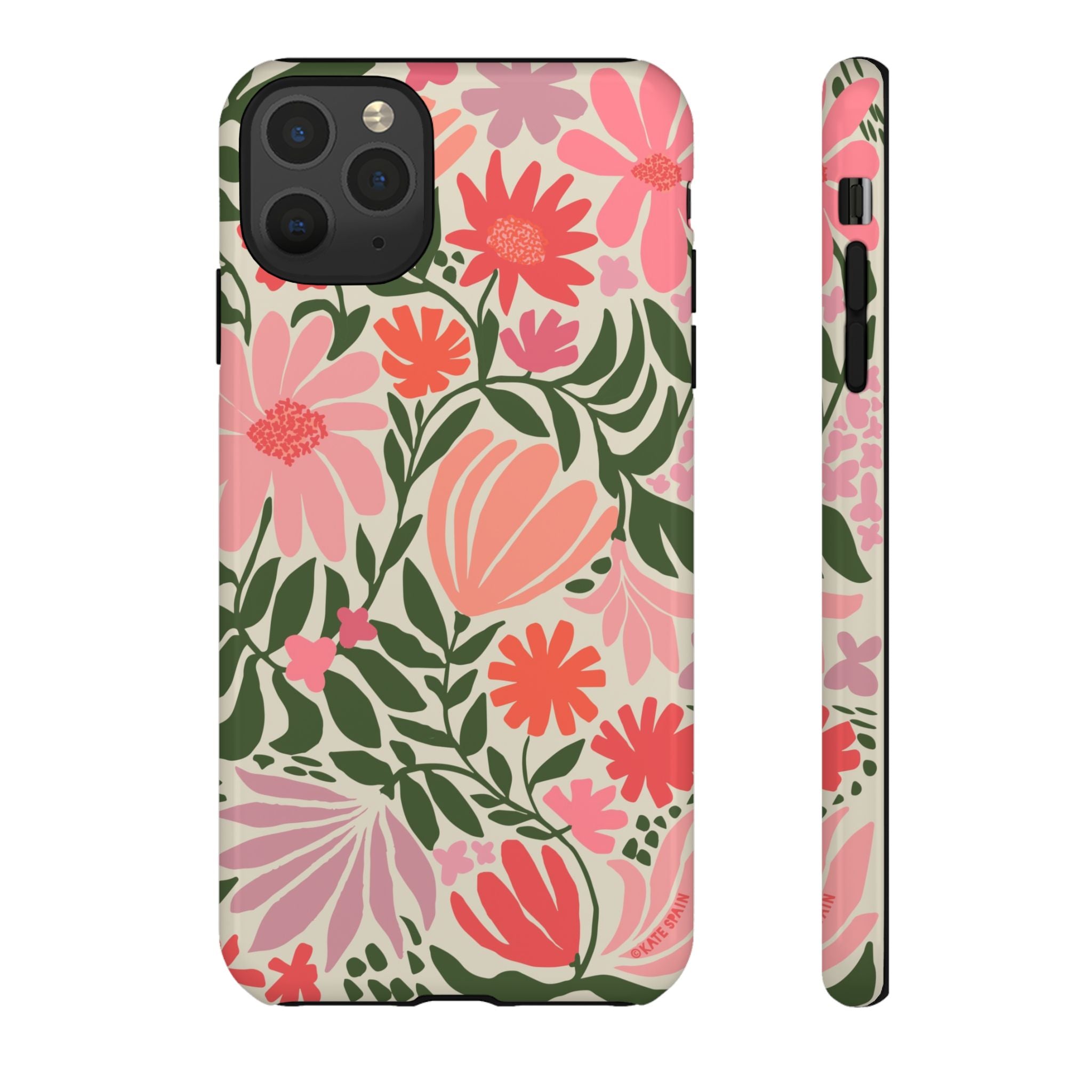 Calendula Tough iPhone 11 Pro Max Case – Glossy | periwinkle, cream, teal graphic daisy floral print