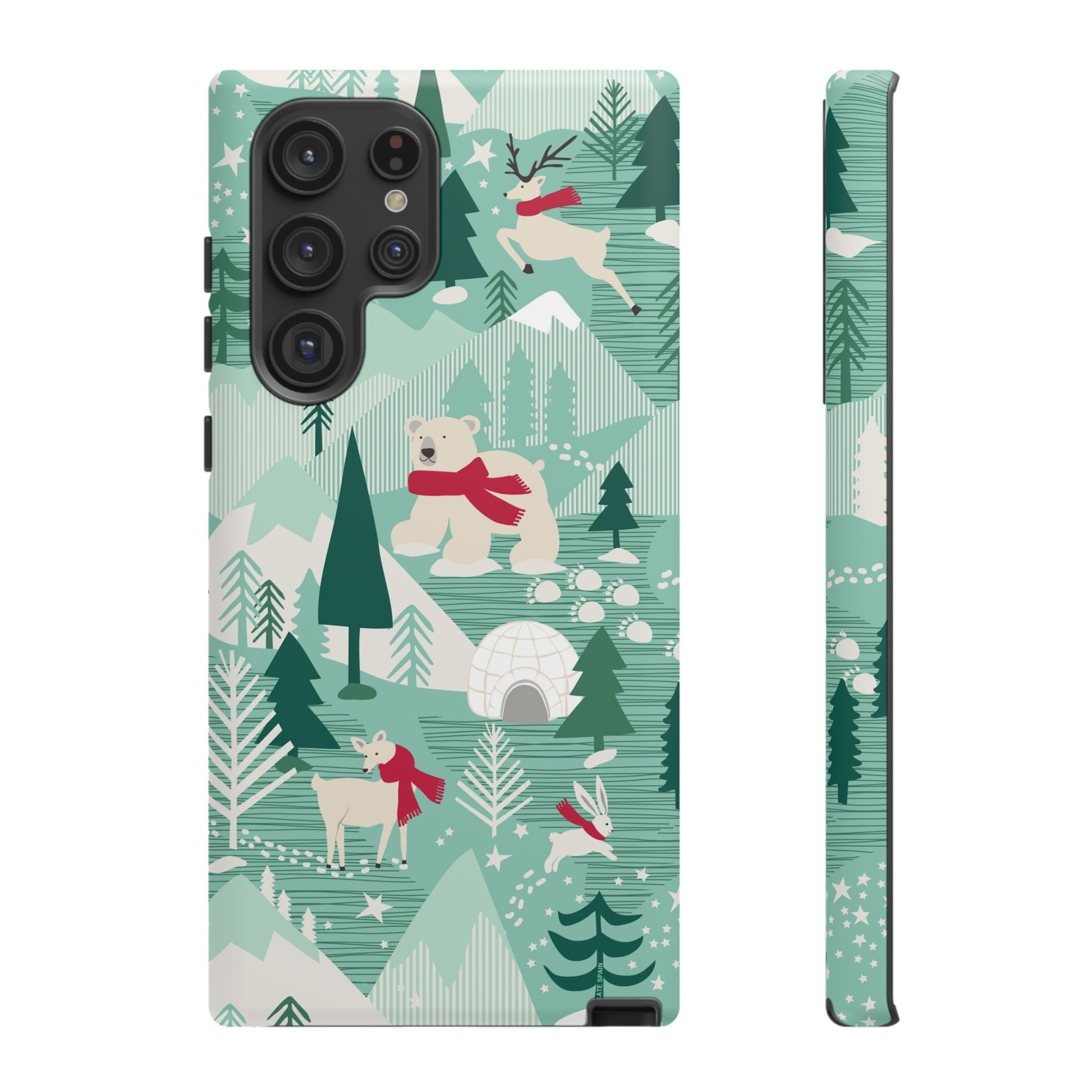 Arctica Winter Samsung Galaxy S22 Ultra Case – Matte | aqua, evergreen, white, animal frolic winter wonderland print