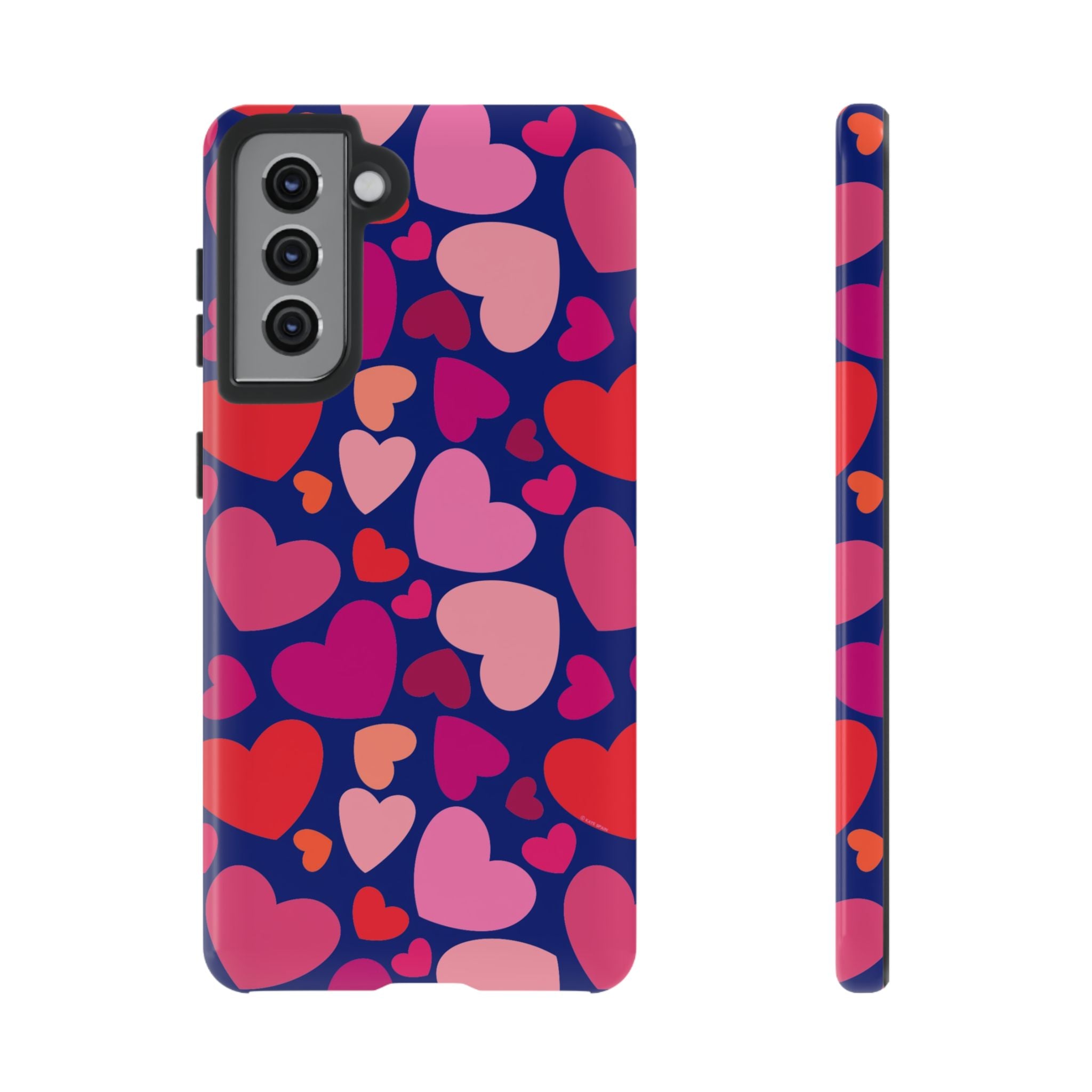 Hearts Samsung Galaxy S21 Case – Glossy | navy, pink, blush, red heart print