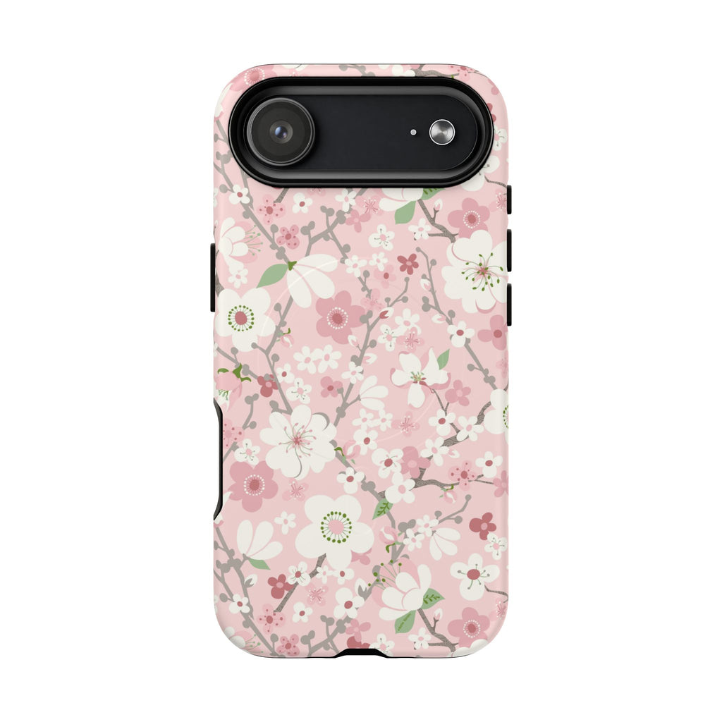 Pink Cherry Blossom MagSafe iPhone 17 Air Case – Matte | light pink, white, cherry blossom floral print
