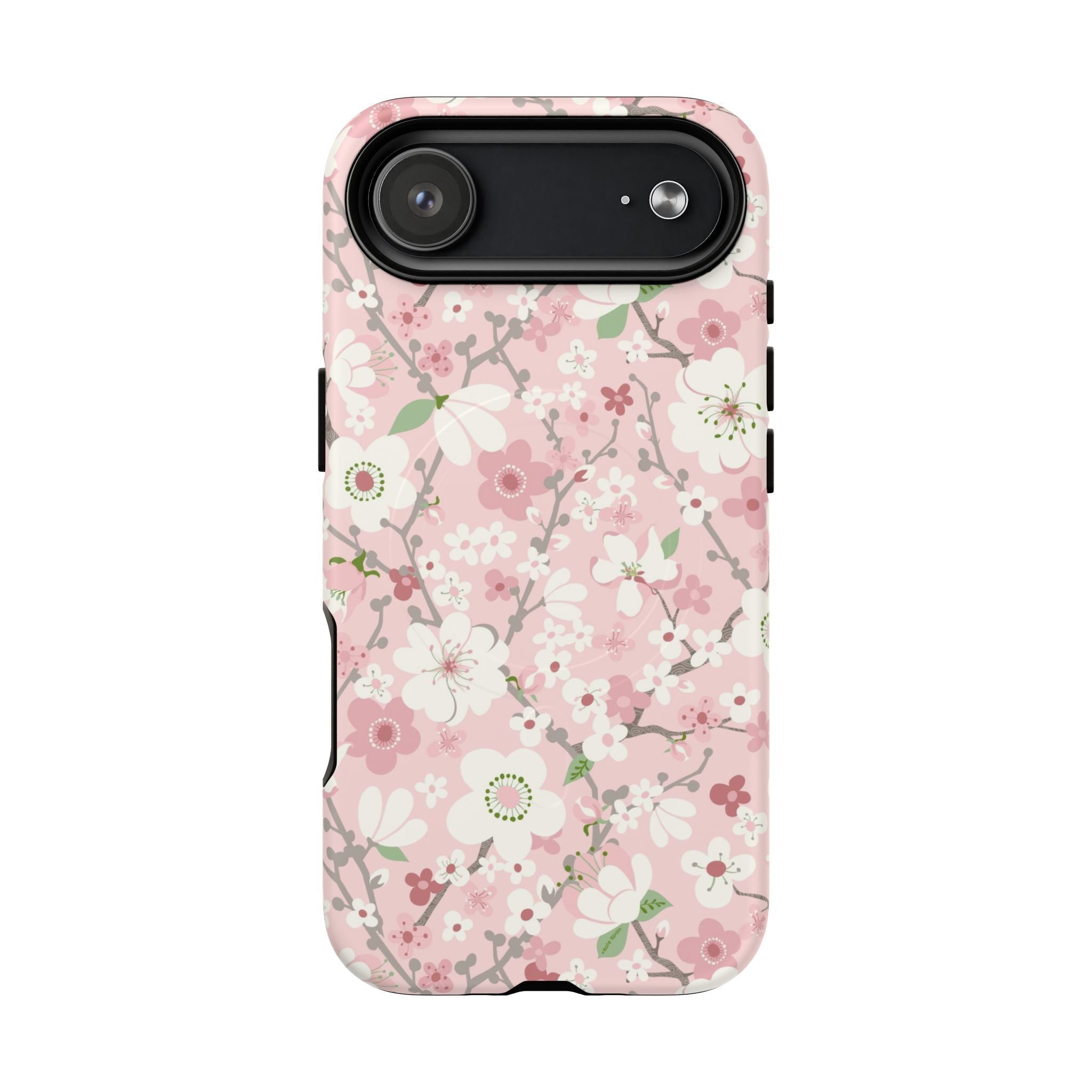 Luxury Pink Cherry Blossom MagSafe iPhone 17 Air Case – Matte | light pink, white, cherry blossom floral print