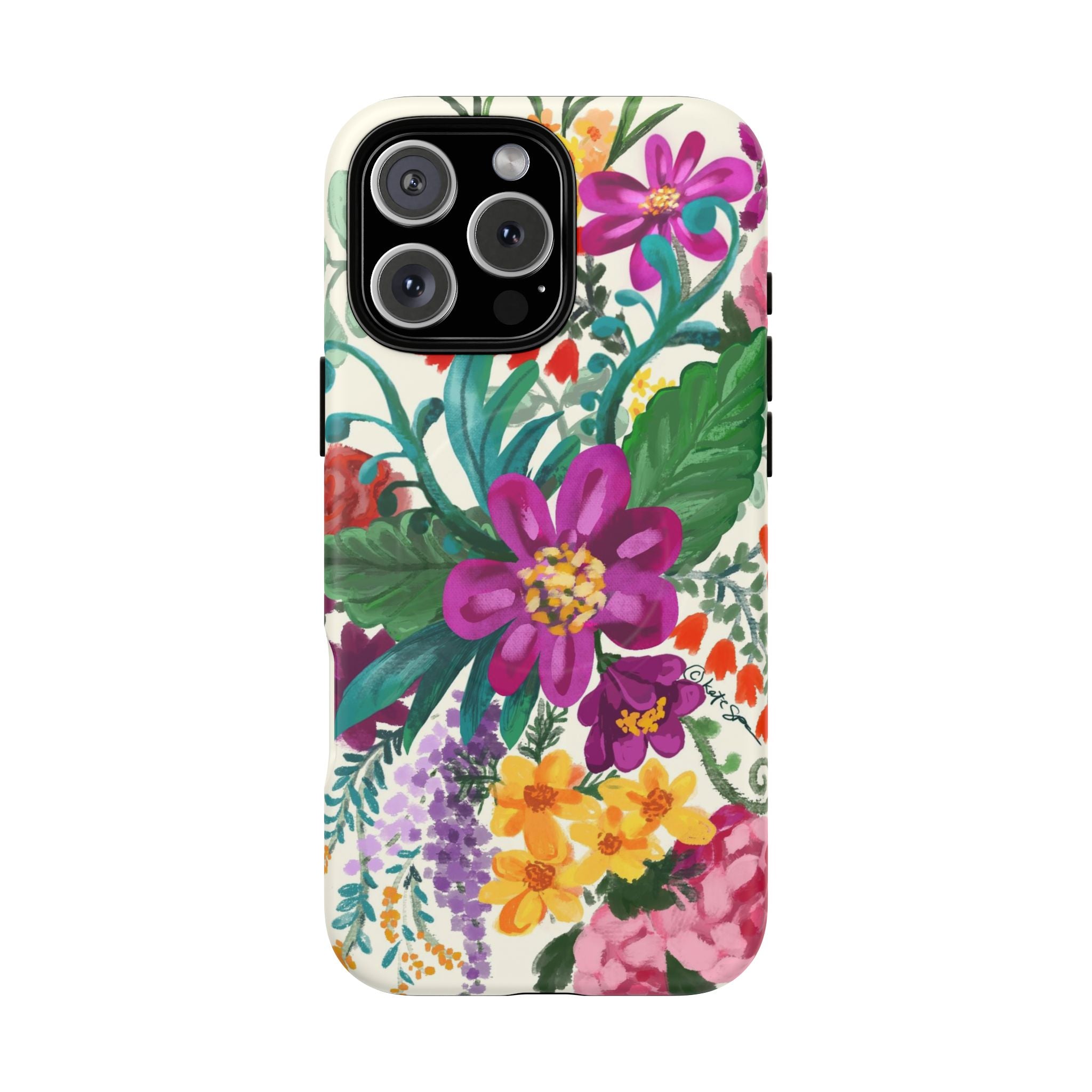Posy MagSafe iPhone 16 Pro Max Case – Matte | cream, magenta, coral botanical floral print