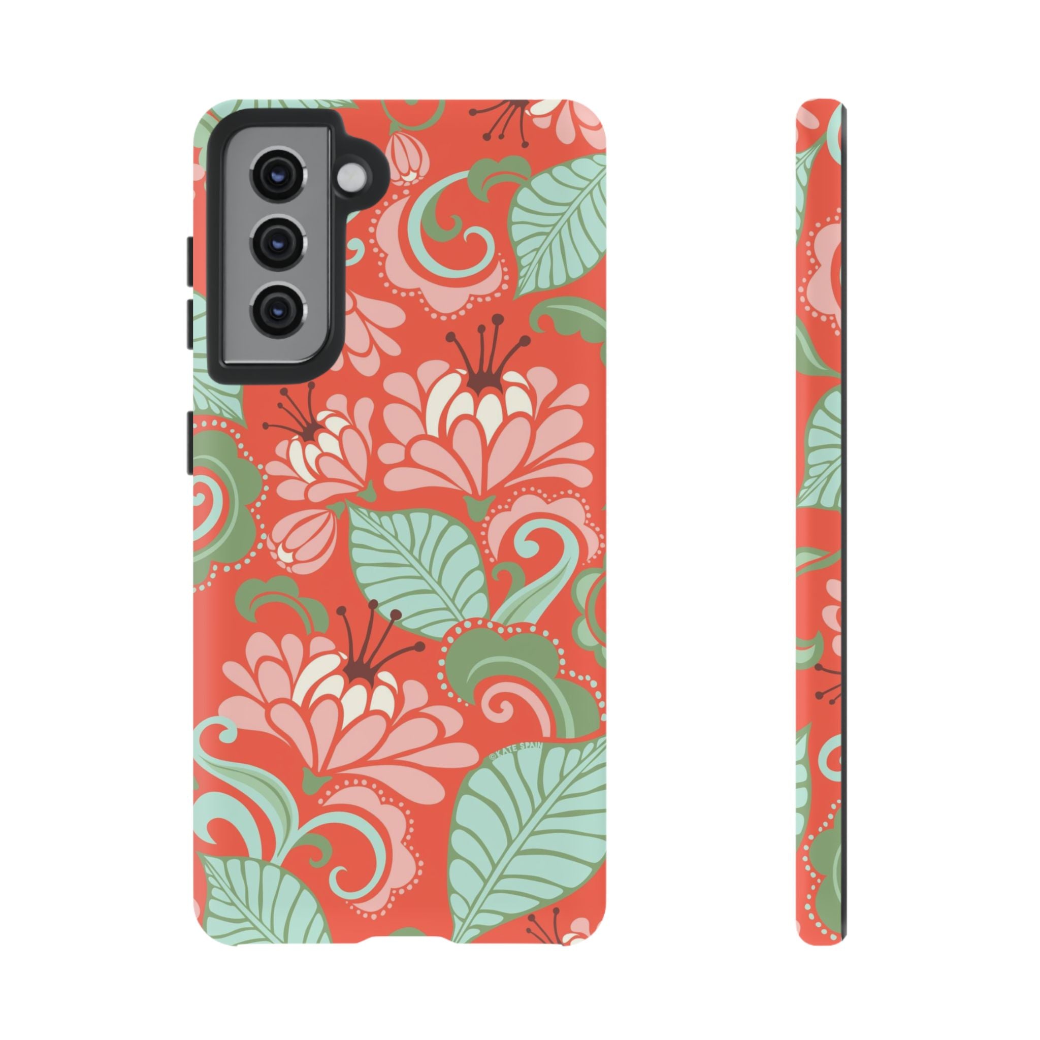 Designer Sarabande Samsung Galaxy S21 Case – Matte | coral, blush, mint tropical floral print