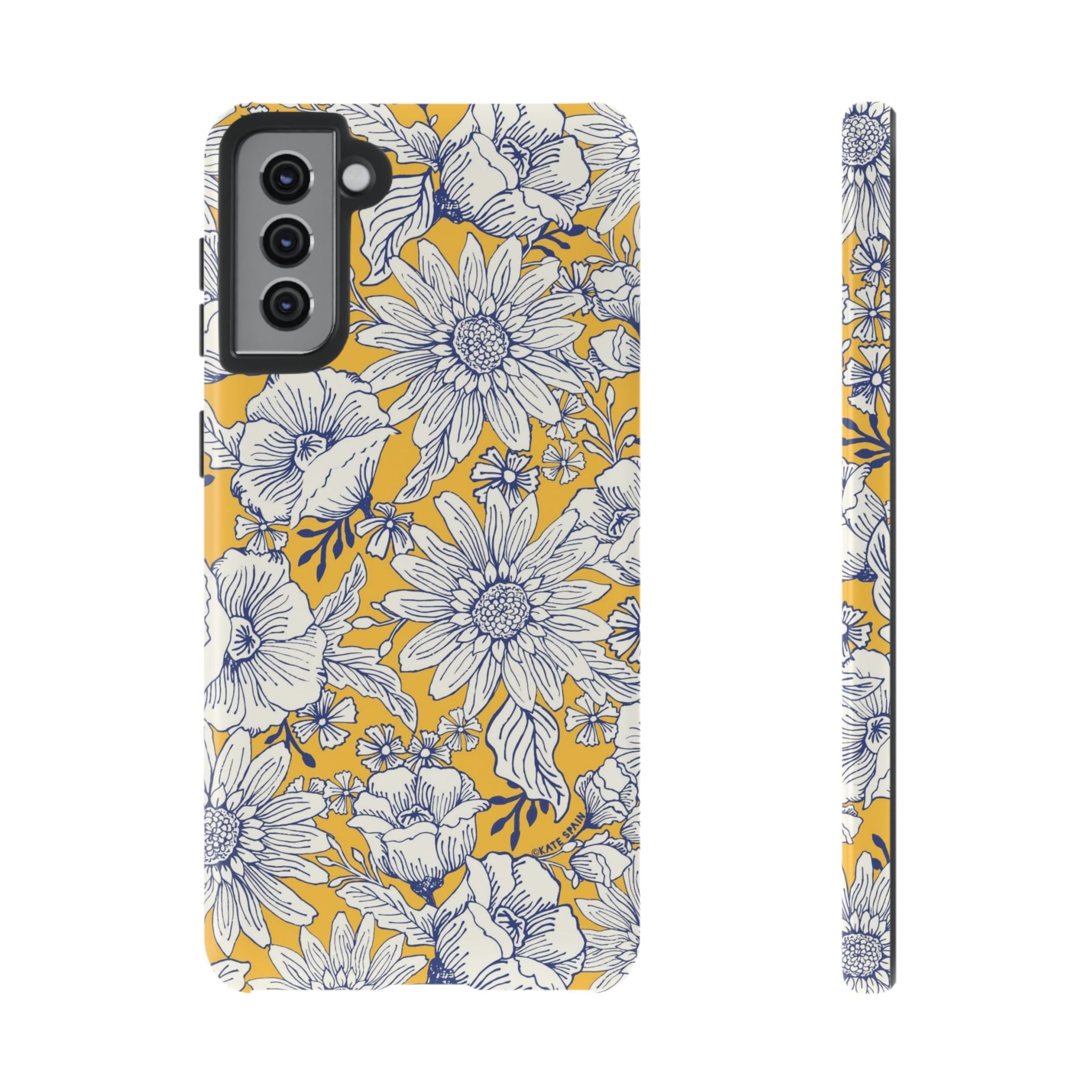 Luxury Jardin Samsung Galaxy S21 Plus Case – Glossy | yellow, cream, blue botanical floral print