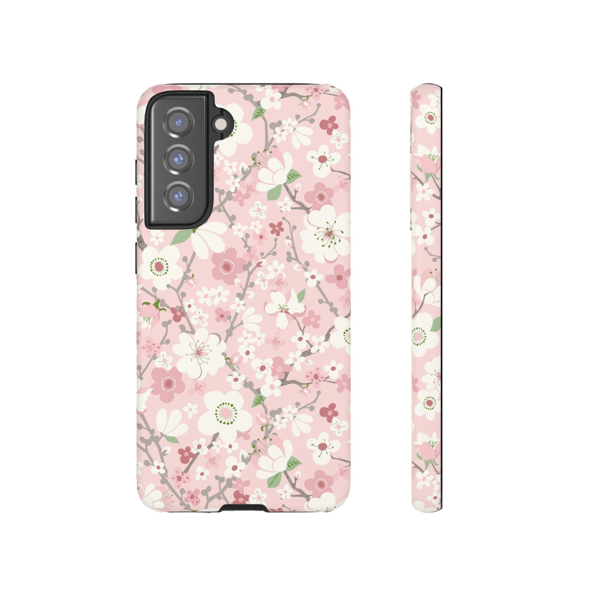 Luxury Pink Cherry Blossom Samsung Galaxy S21 FE Case – Matte | pink, white, cherry blossom floral print