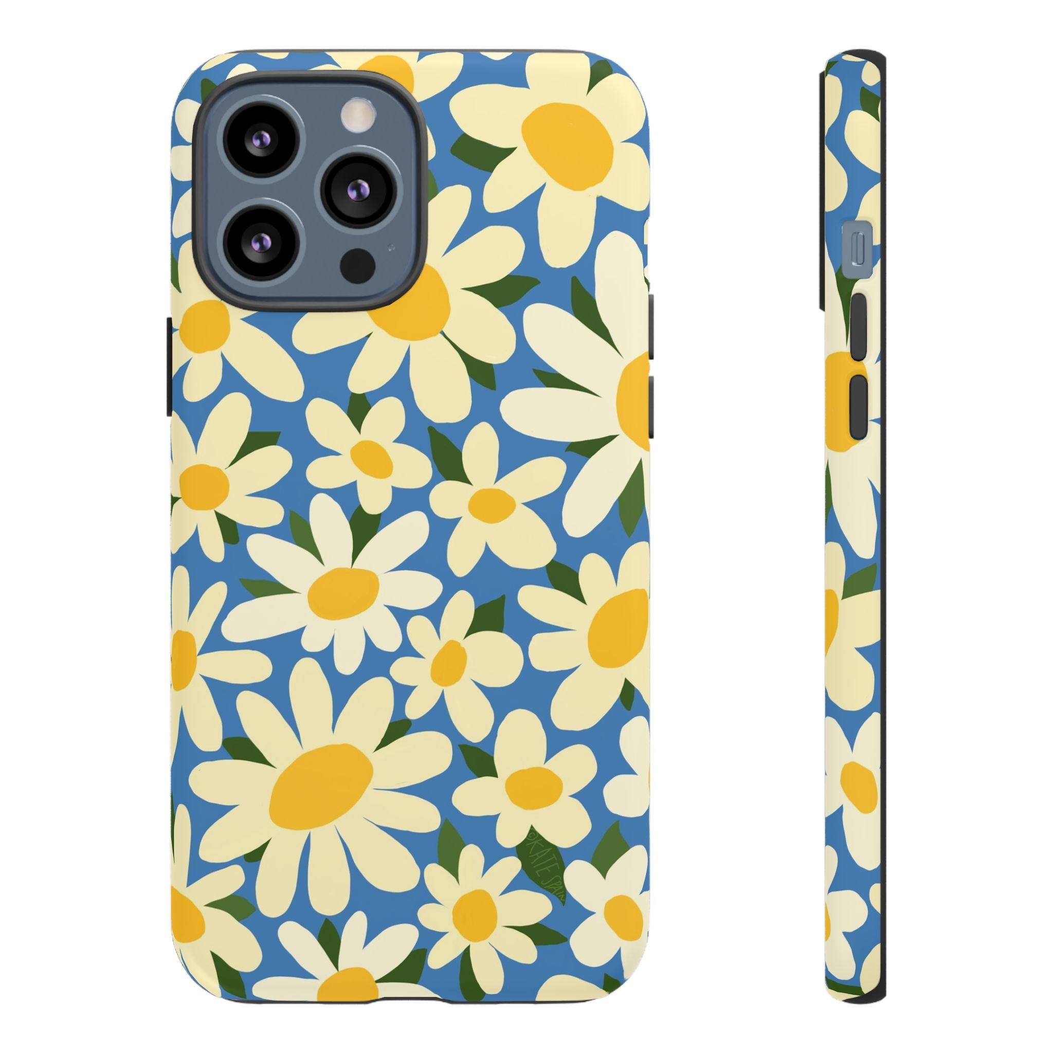 Shasta Daisy Tough iPhone 13 Pro Max Case – Matte | blue, cream, yellow daisy floral print
