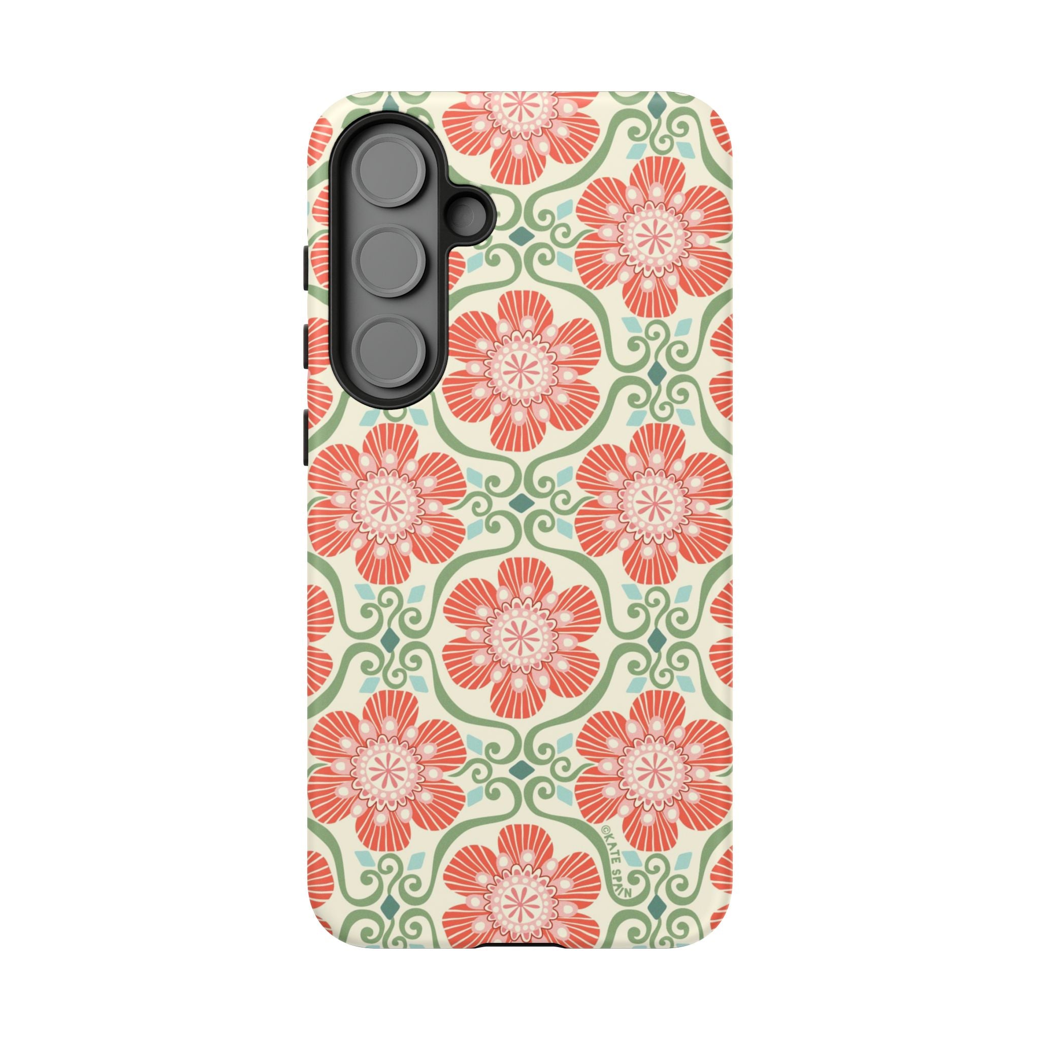 Luxury Barcelona Flowers Samsung Galaxy S25 Plus Case – Matte | cream, coral, sage botanical floral print
