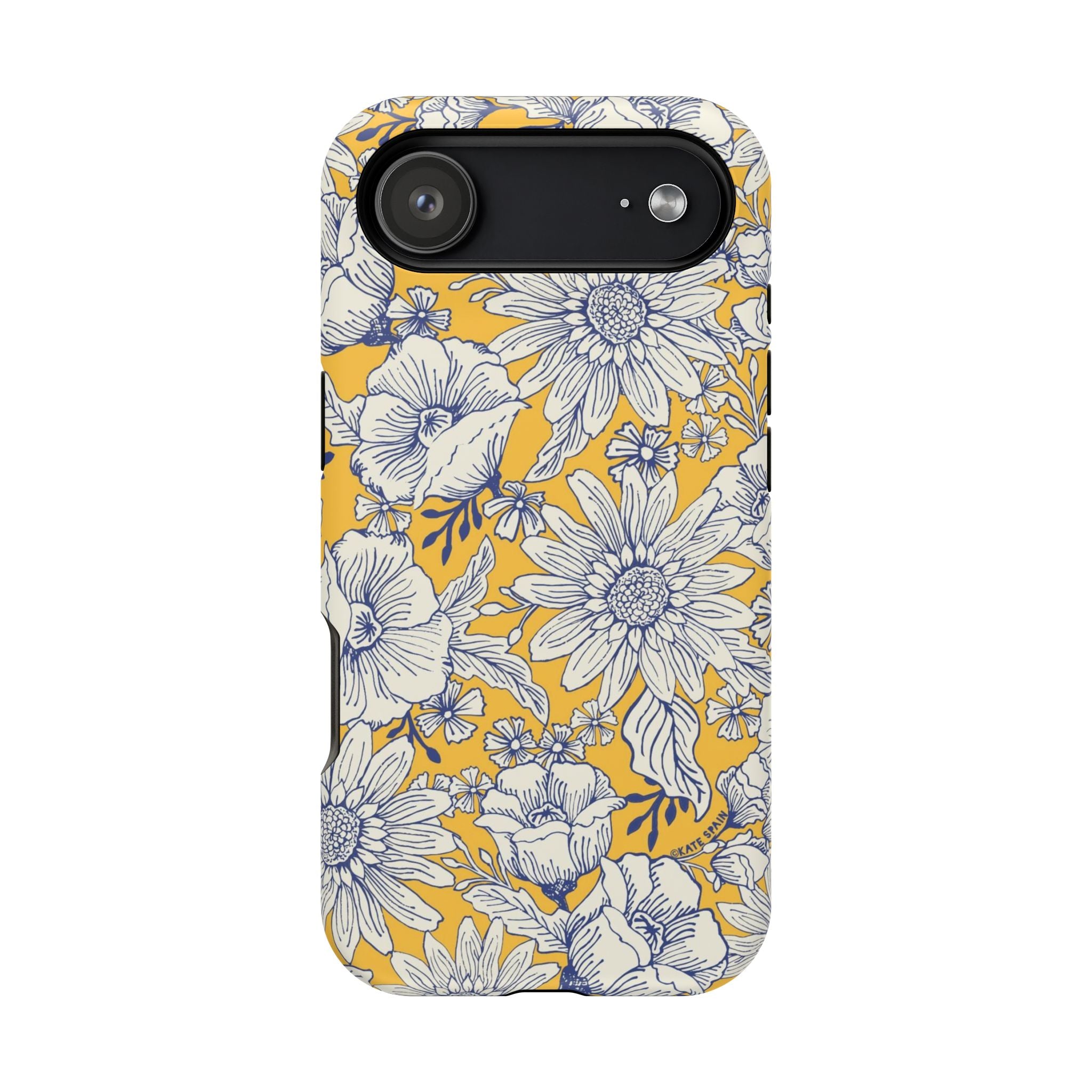 Jardin Luxury MagSafe iPhone 17 Air Case – Matte | yellow, cream, blue botanical floral print