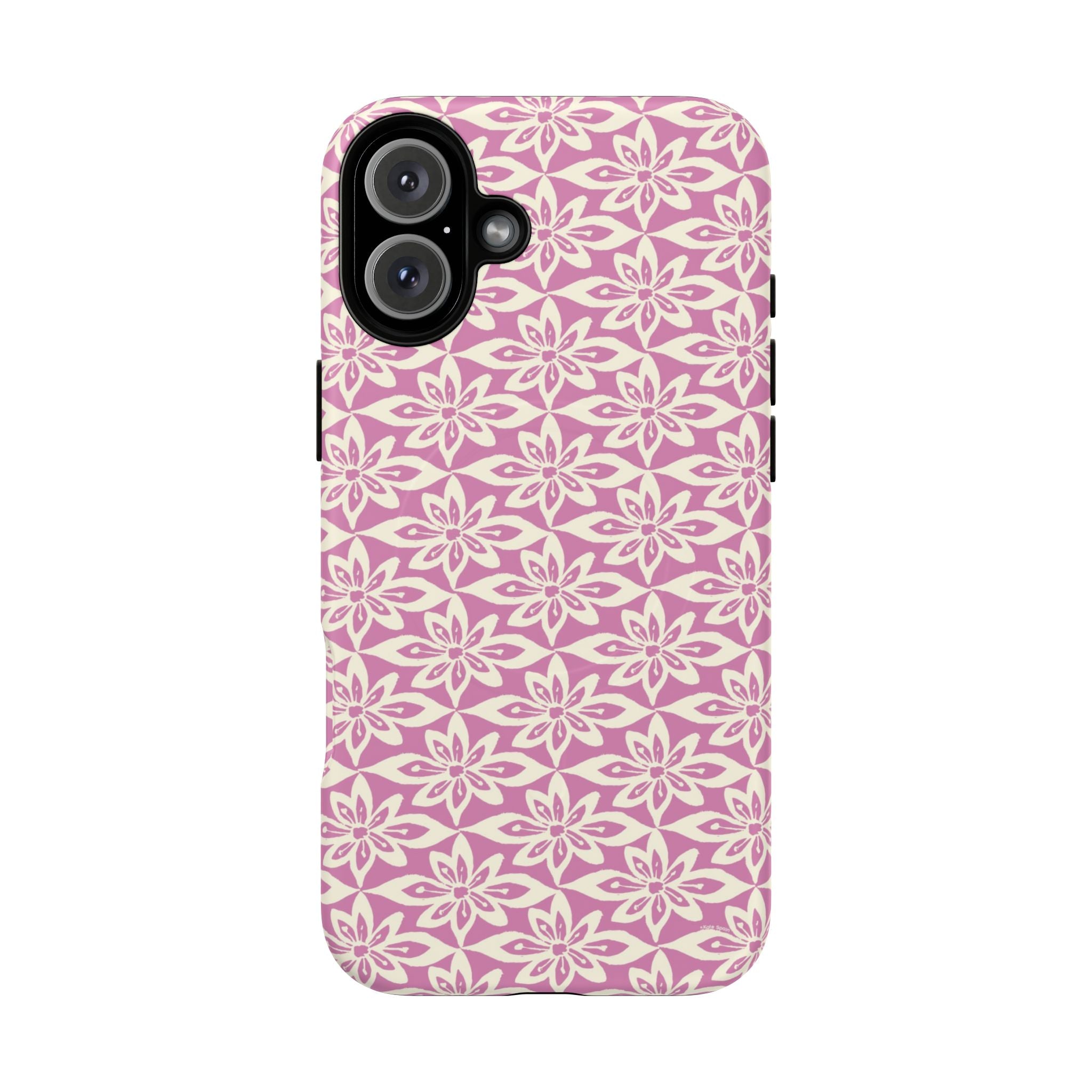 Lily Rose MagSafe iPhone 16 Plus Case – Matte | graphic white lily print on soft rose — botanical MagSafe case by Kate Spain