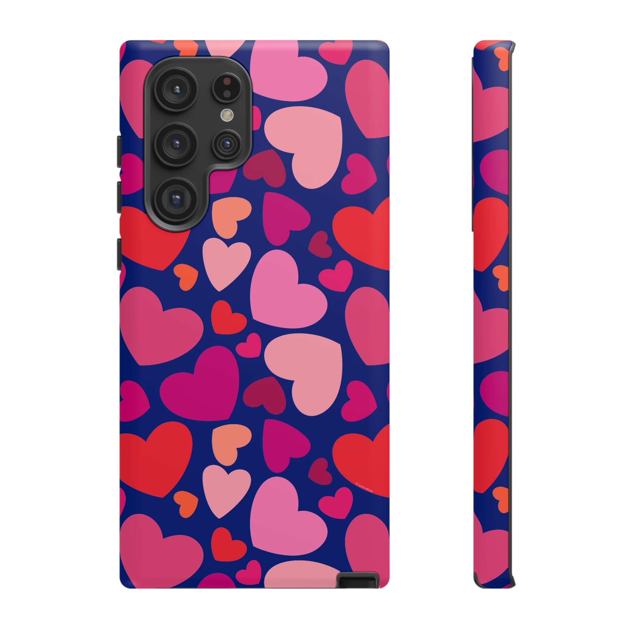Hearts Samsung Galaxy S22 Ultra Case – Matte | navy, pink, blush, red heart print