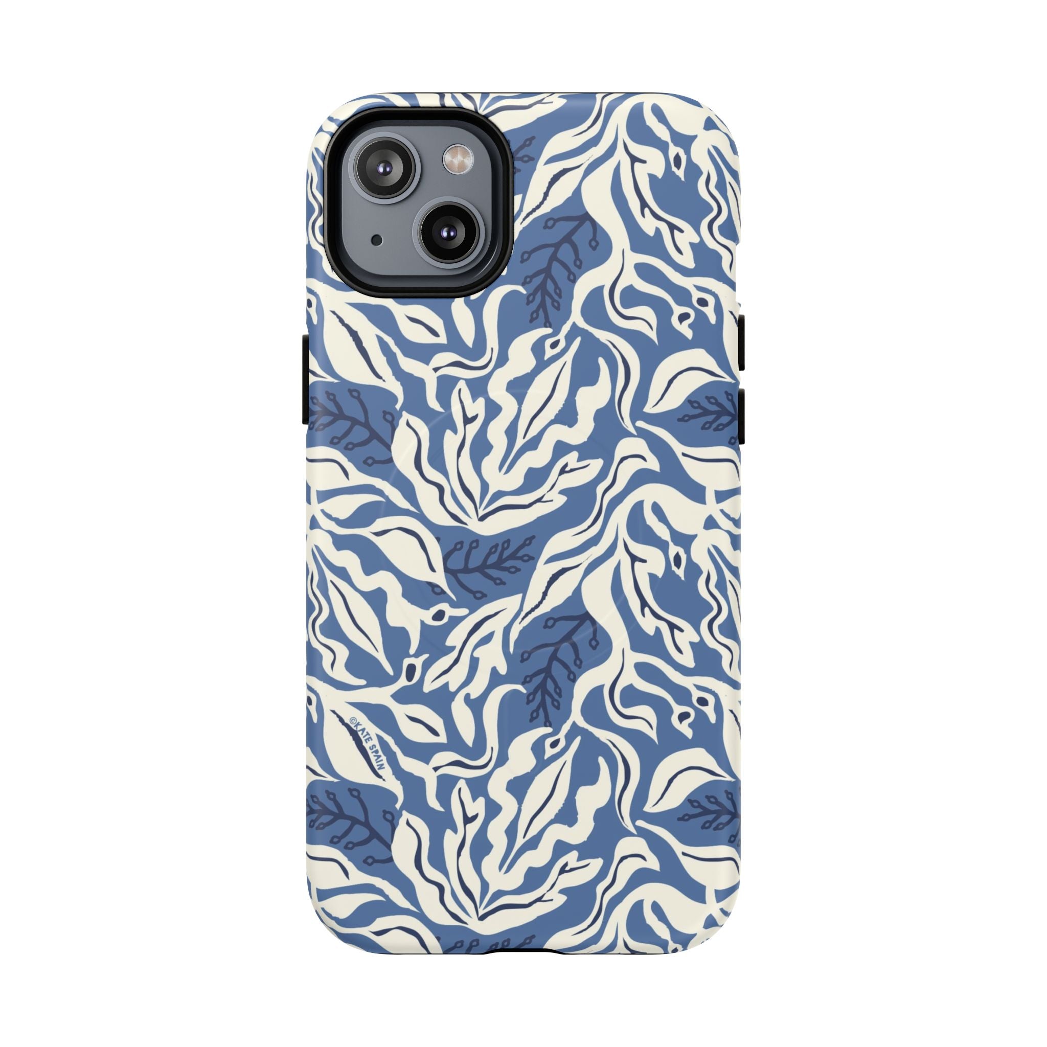 Ocean Tides MagSafe iPhone 14 Plus Case – Matte | blue and white tidal bed ocean print