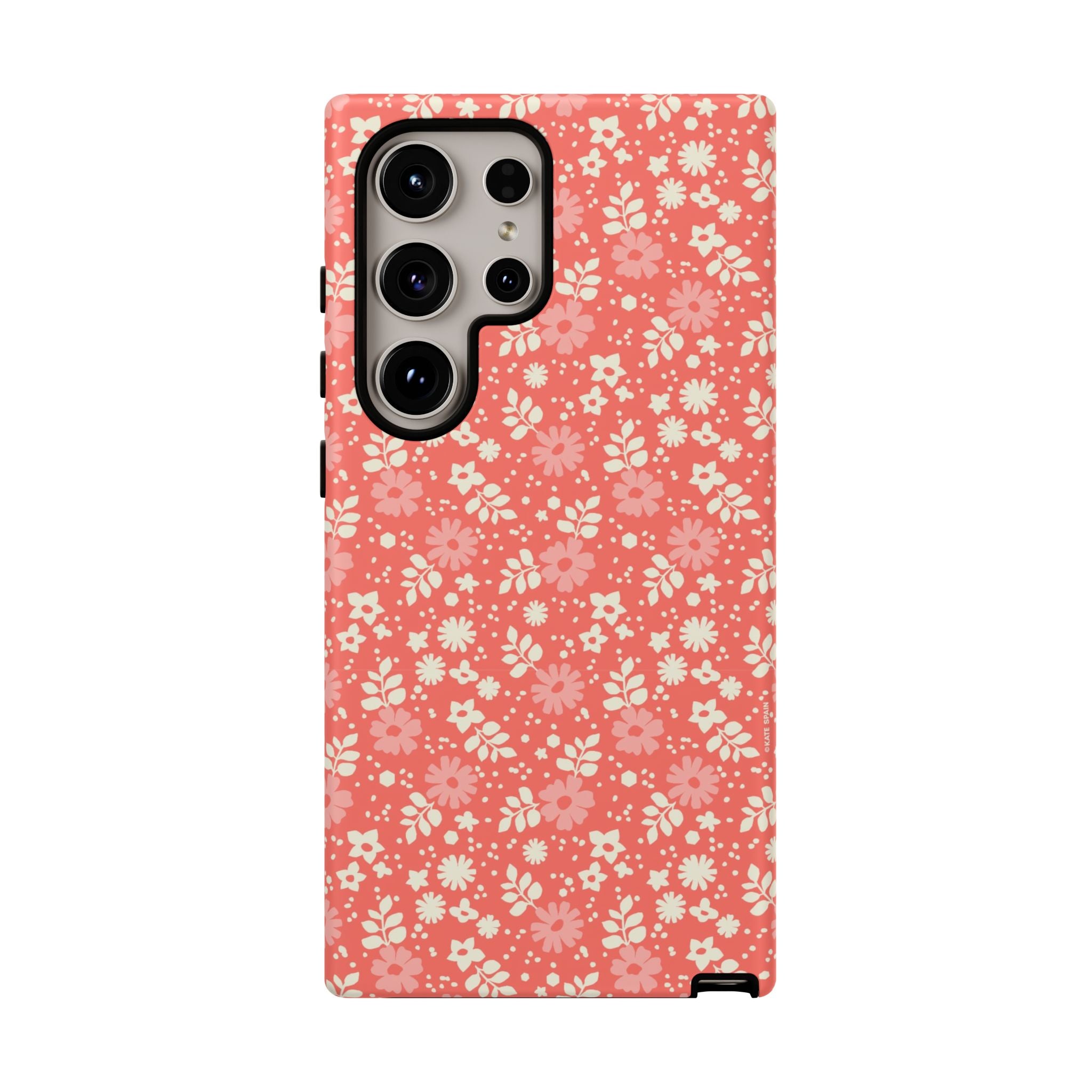 Petaline Samsung Galaxy S25 Case – Glossy | coral, cream, pink ditsy floral print