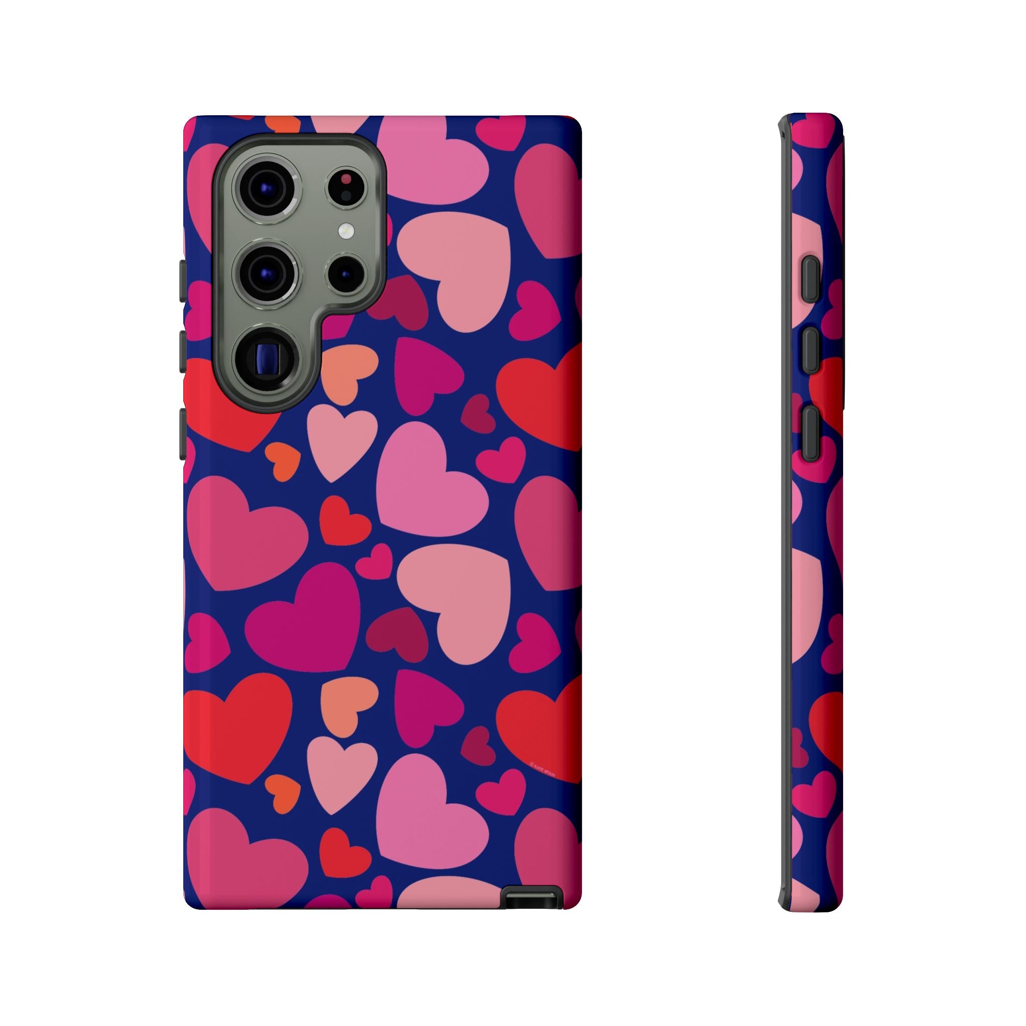 Hearts Samsung Galaxy S23 Ultra Case – Glossy | navy, pink, blush, red heart print