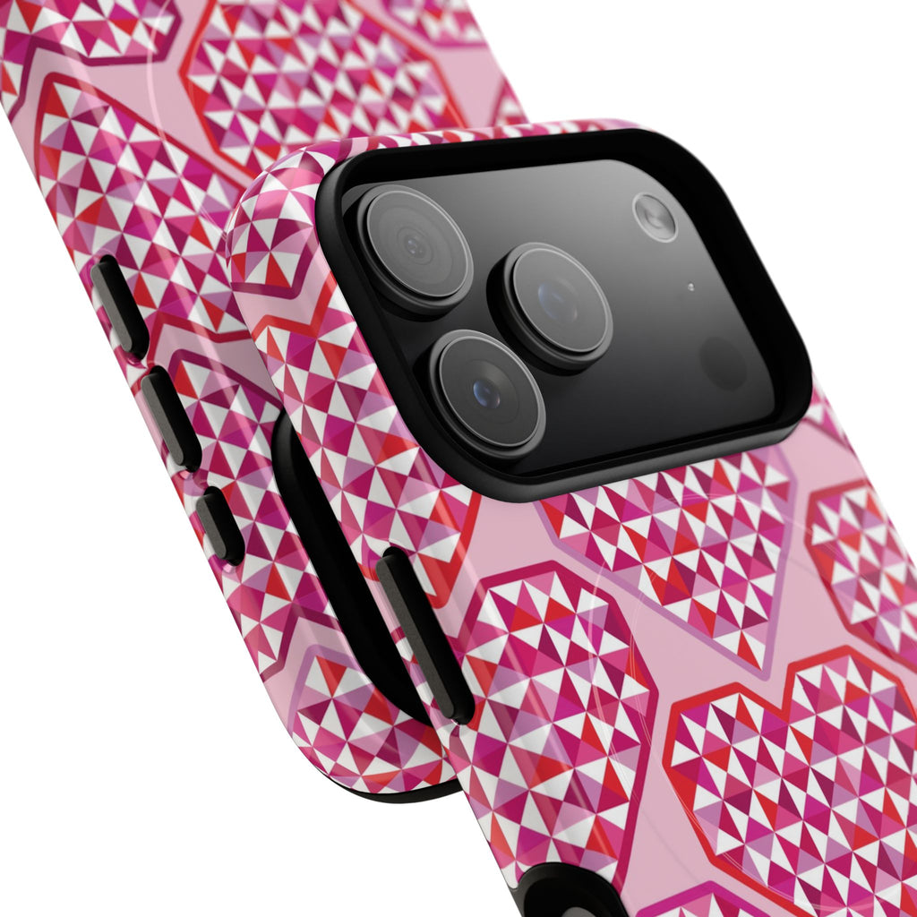 Pink Pyramid Heart MagSafe iPhone Case