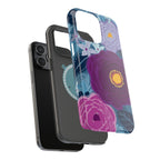 Bloomerie MagSafe iPhone 16 Pro Max Case – view of dual-layered structure of MagSafe case | navy, purple, magenta botanical peony floral print