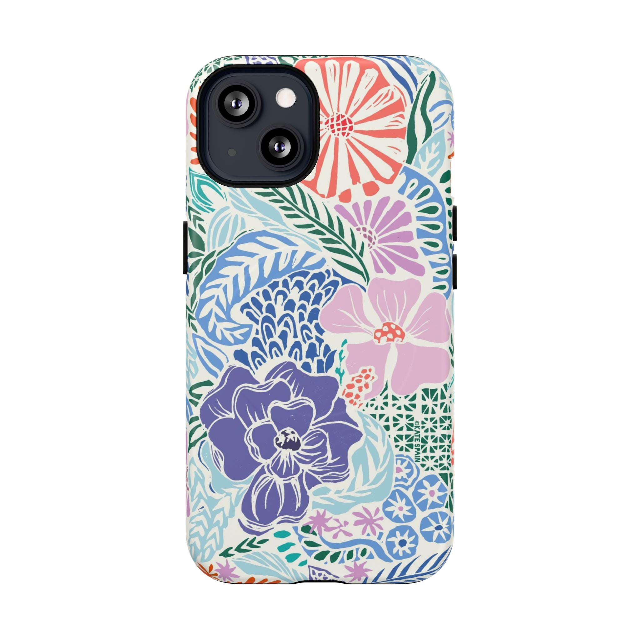 Tropica MagSafe iPhone 13 Case – Matte | purple, coral, pink, blue botanical tropical floral print