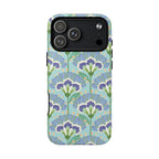 Lantern Flower MagSafe iPhone 17 Pro Max Case – Glossy | aqua, periwinkle, green botanical lantern floral print