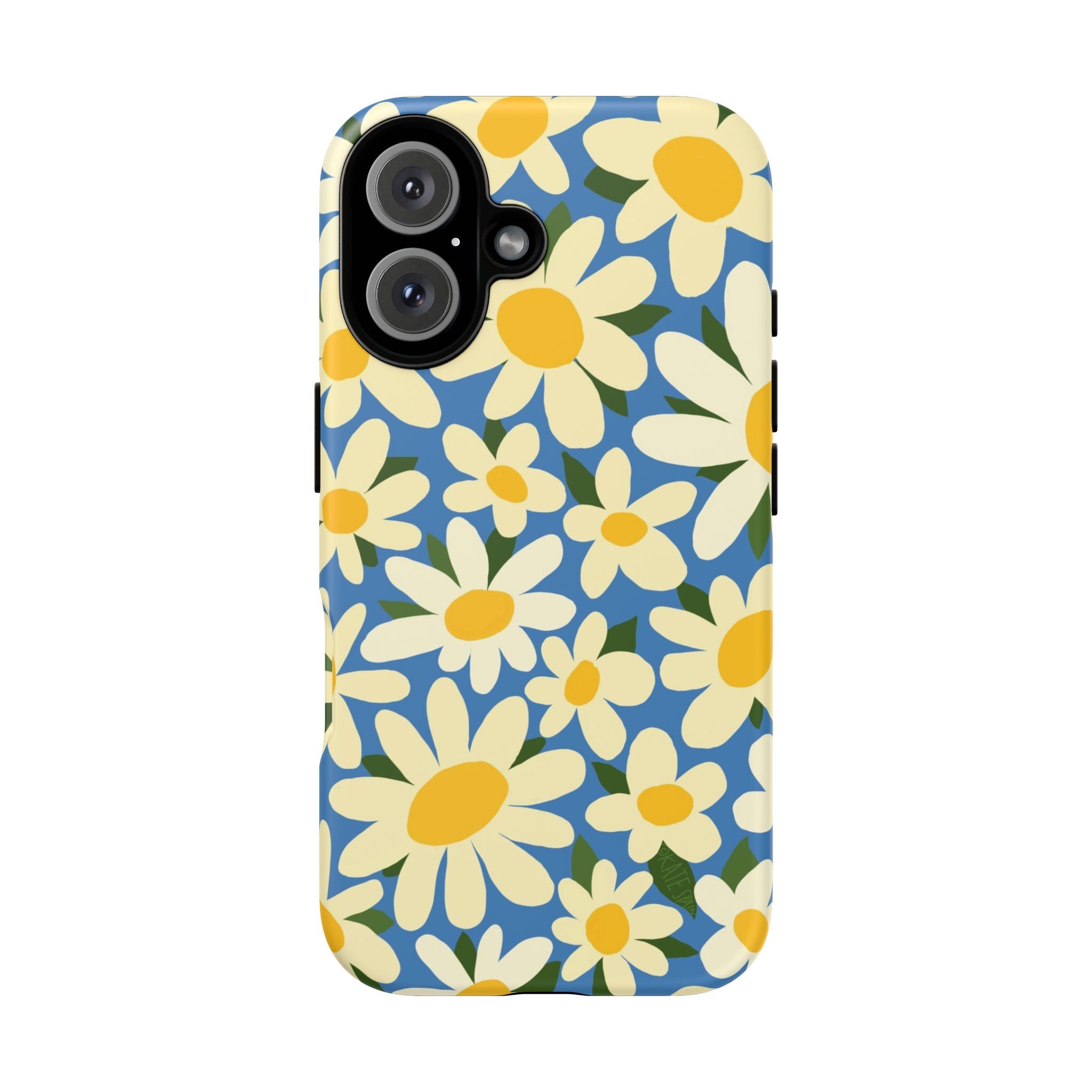 Shasta Daisy Tough iPhone 16 Case – Matte | blue, cream, yellow daisy floral print